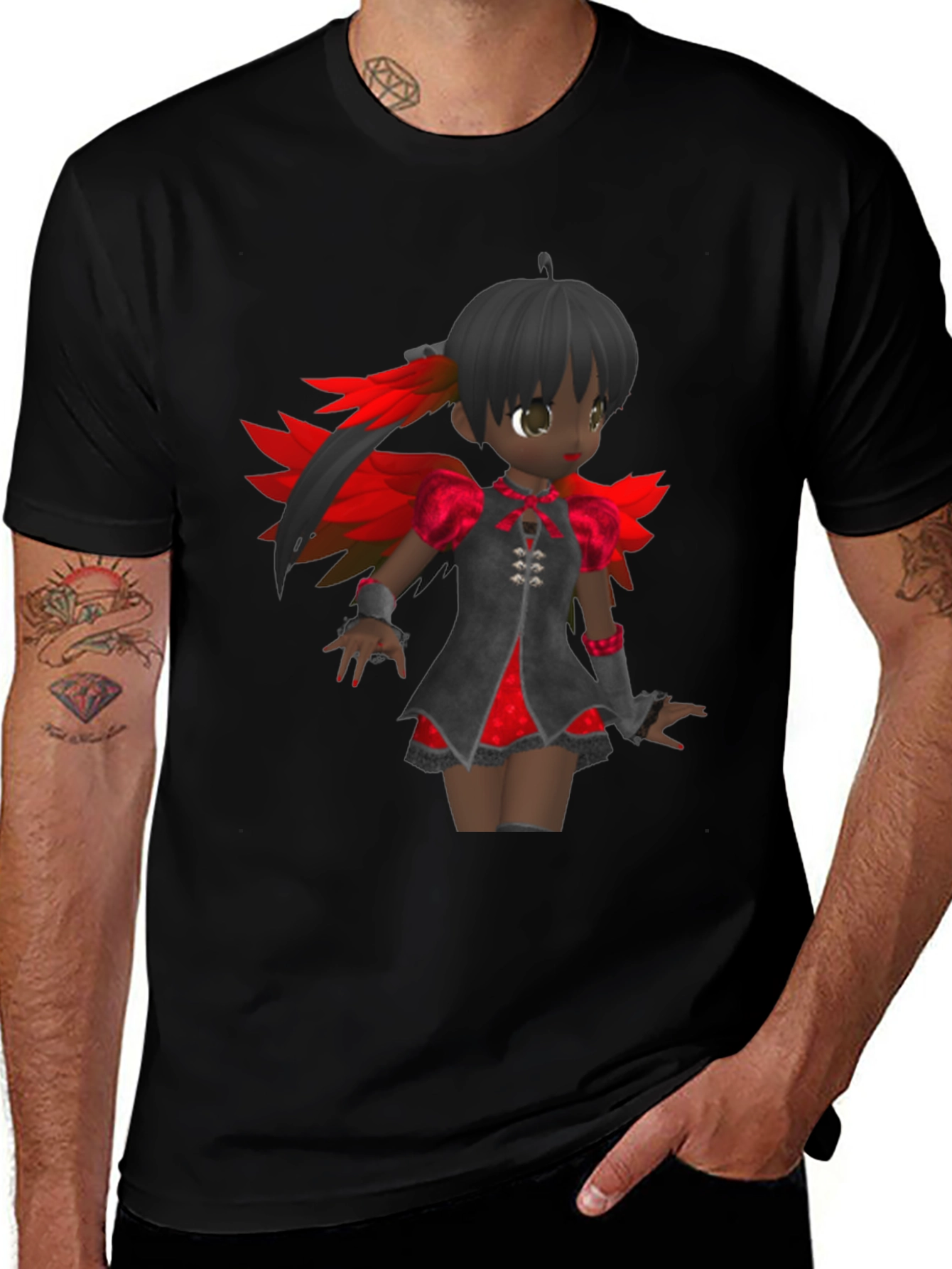 Variant 2 of Anime Girl Graphic Tee - Black Cotton T-Shirt