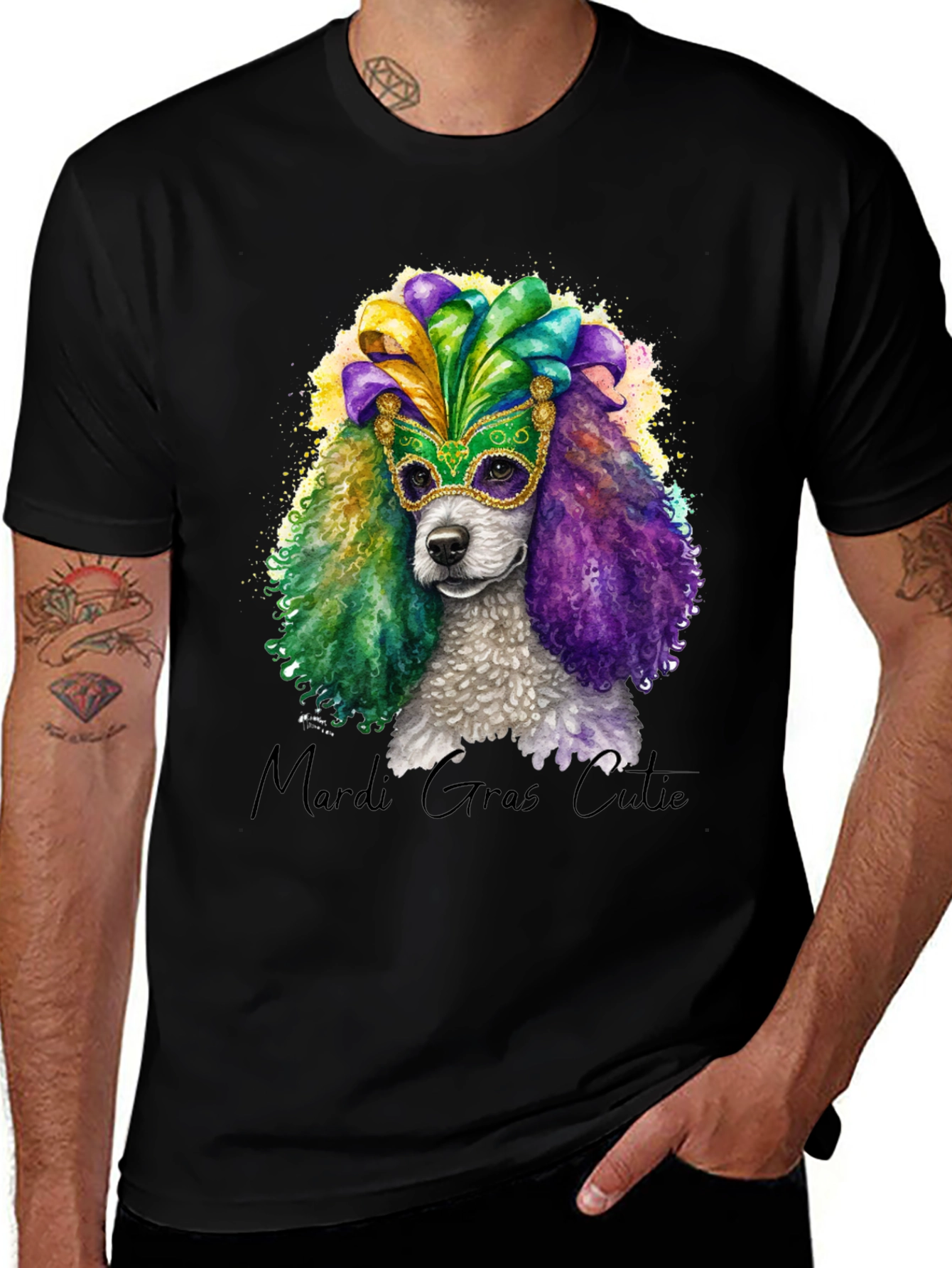 Mardi Gras Poodle T-Shirt - Cute Dog Design