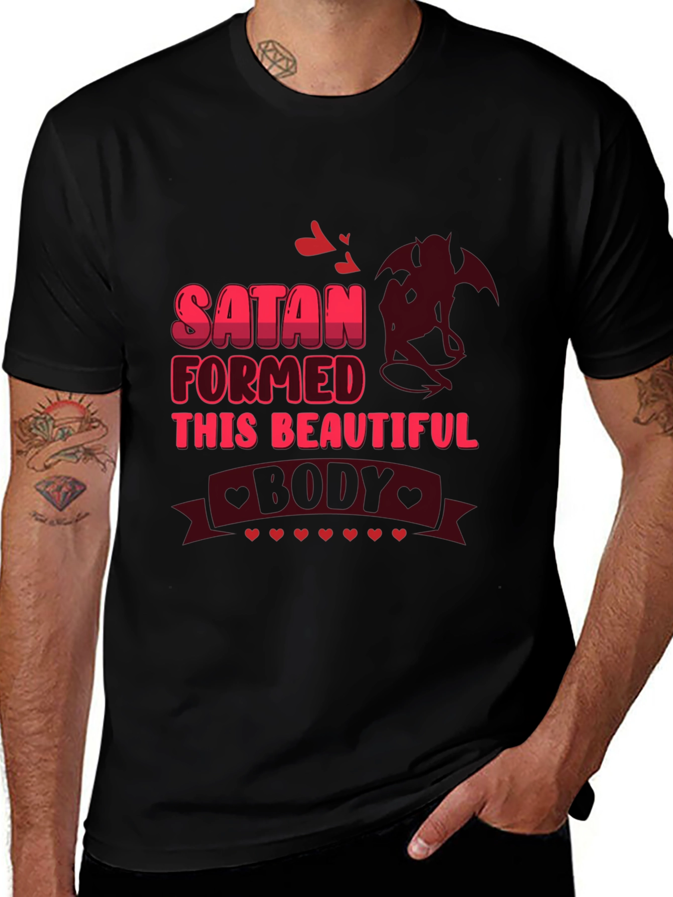 Variant 10 of Satan Formed This Beautiful Body Black Graphic Tee