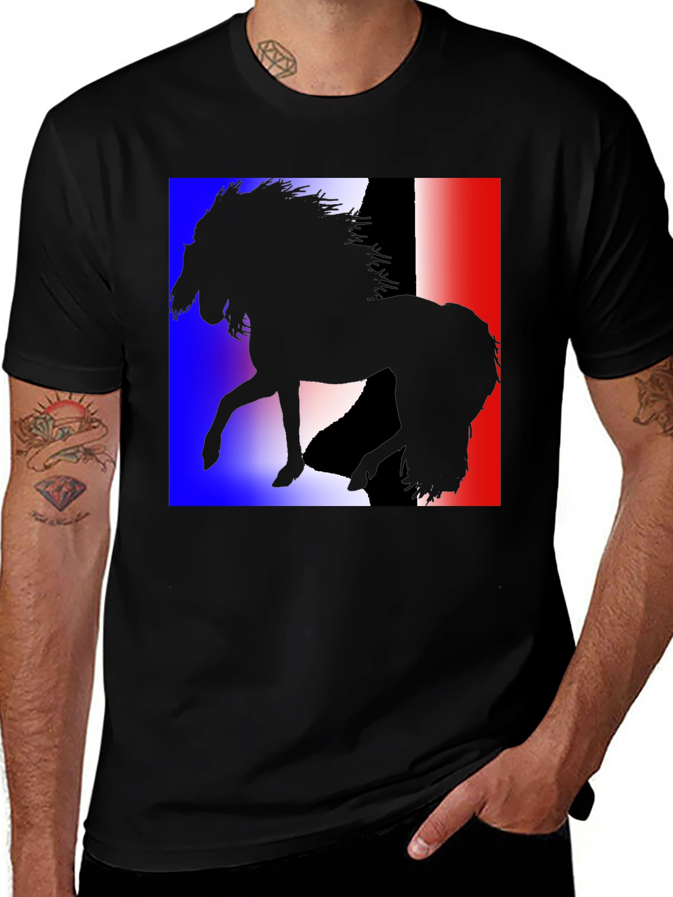 Variant 19 of French Flag Horse Silhouette Graphic T-Shirt
