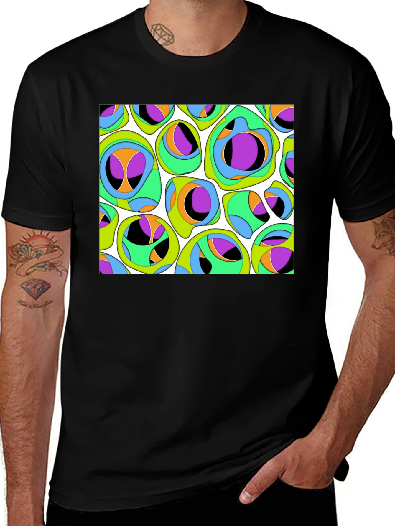 Variant 21 of Retro Graphic Tee - Psychedelic Pattern T-Shirt