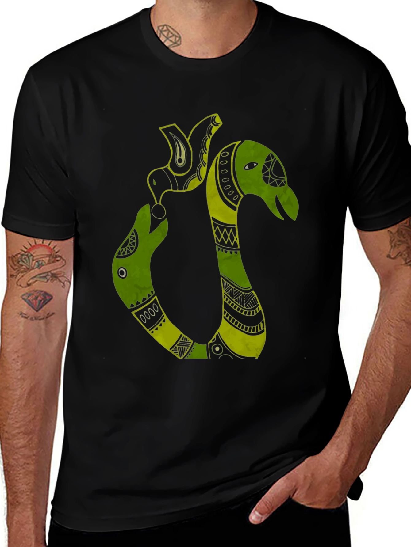 Variant 7 of Tribal Art Green Snake T-Shirt