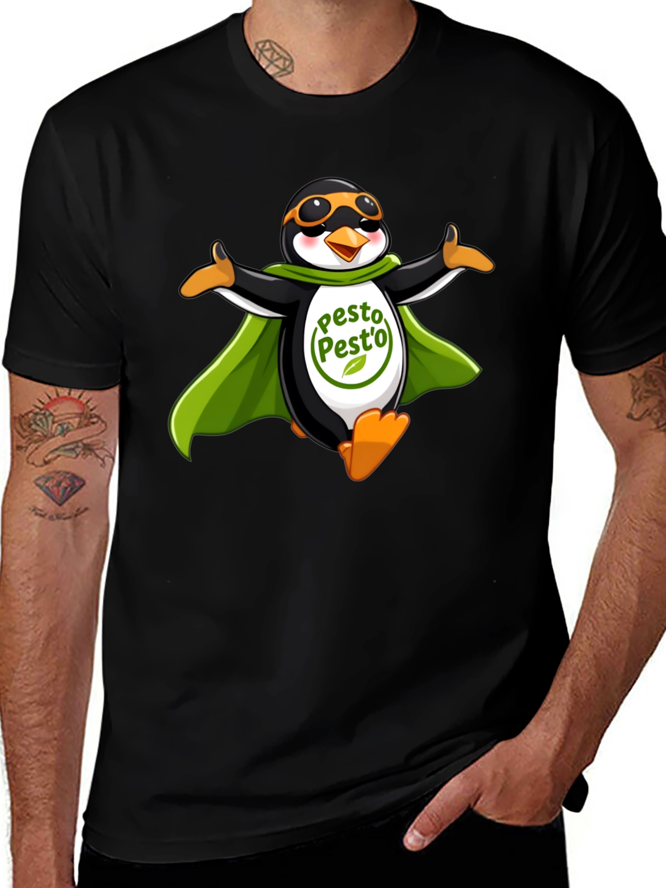 Variant 23 of Pesto Penguin Graphic Tee - Black