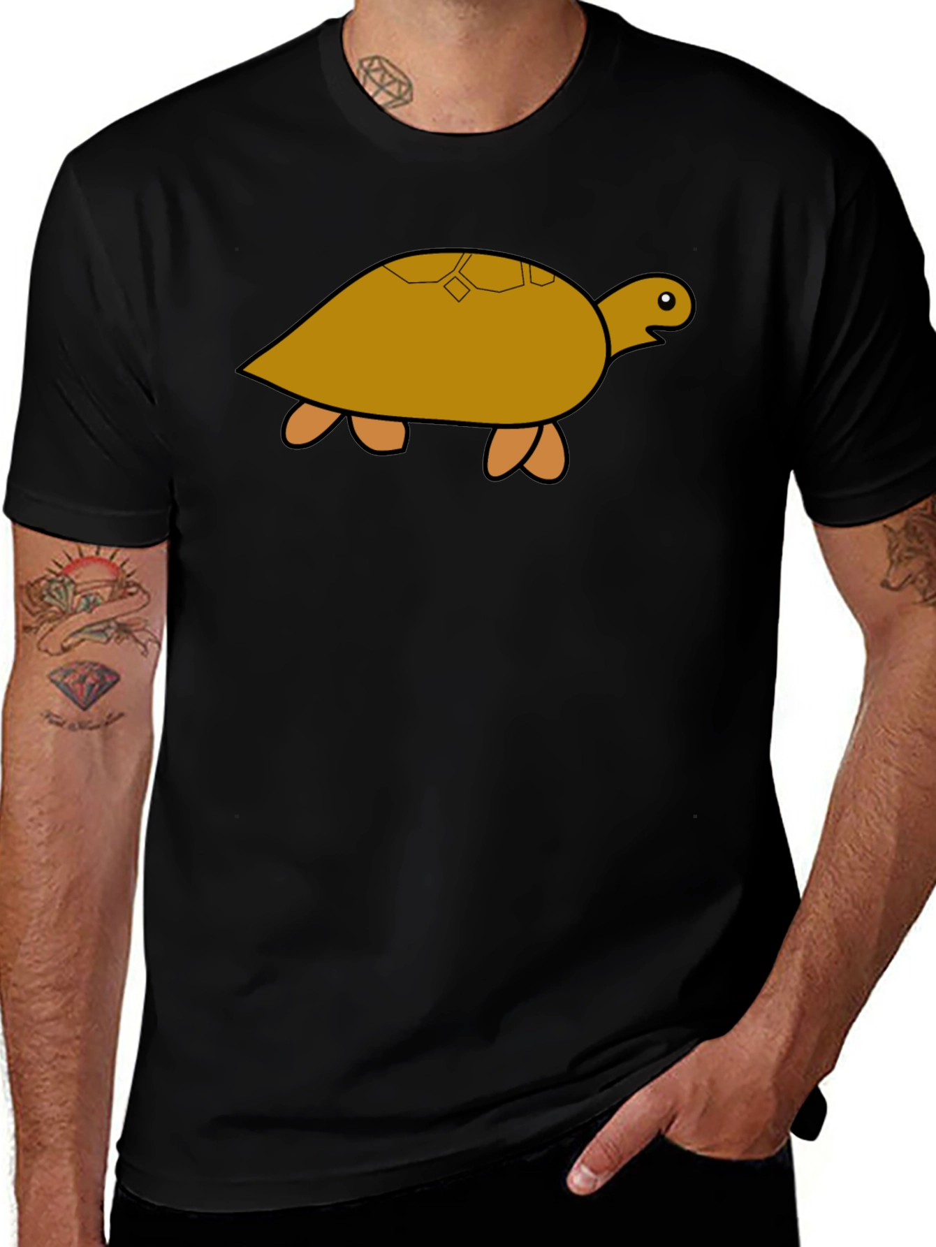 Variant 19 of Turtle Graphic T-Shirt - Black Cotton Tee