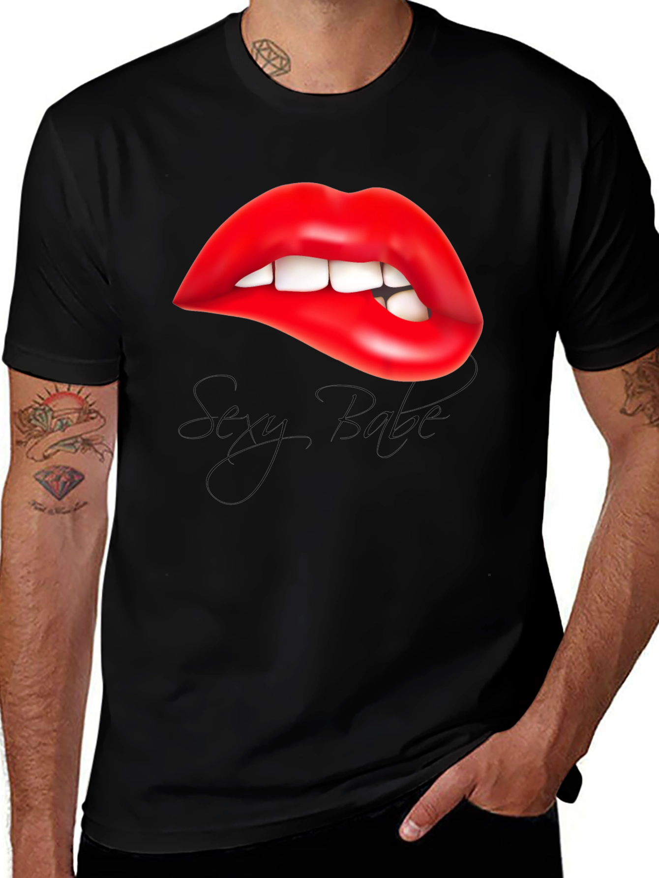 Variant 16 of Red Lips Biting Lip Graphic Tee