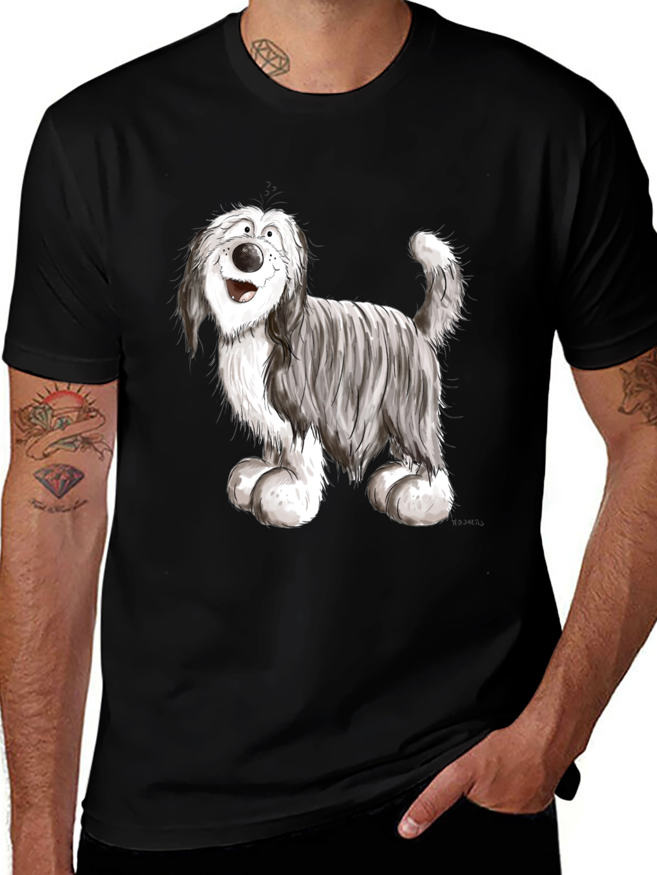 Variant 2 of Dog Cartoon Graphic Black T-Shirt