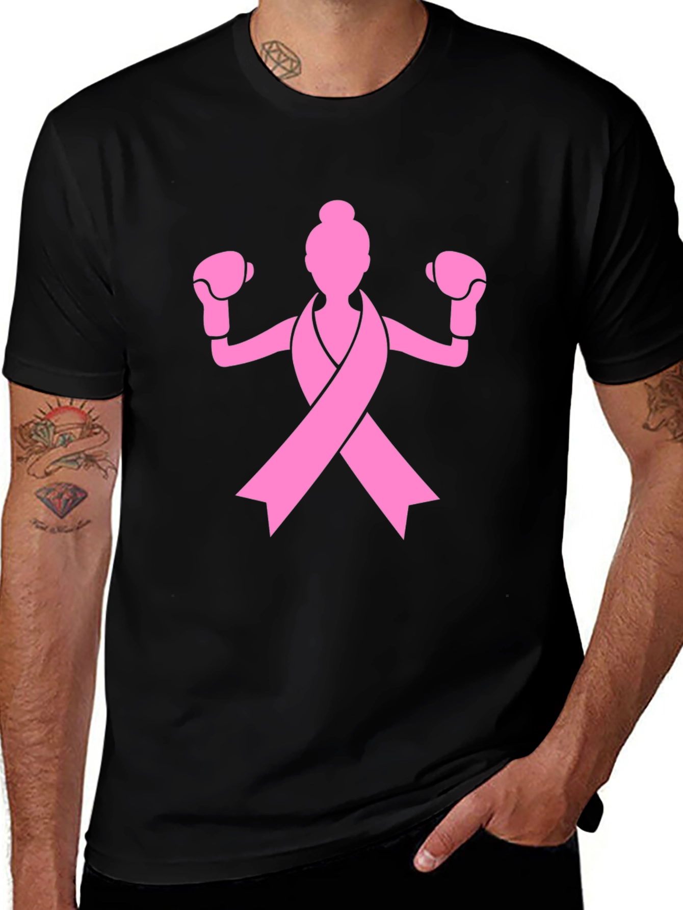 Variant 4 of Fight Like A Girl T-Shirt - Breast Cancer Awareness Boxing Tee