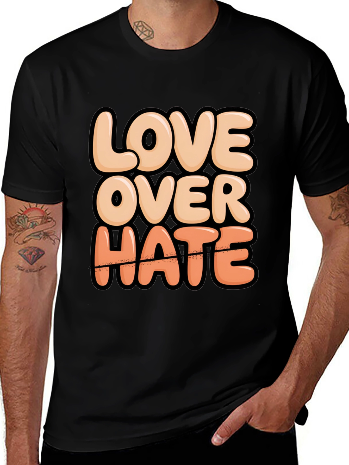 Variant 5 of Love Over Hate Graphic T-Shirt