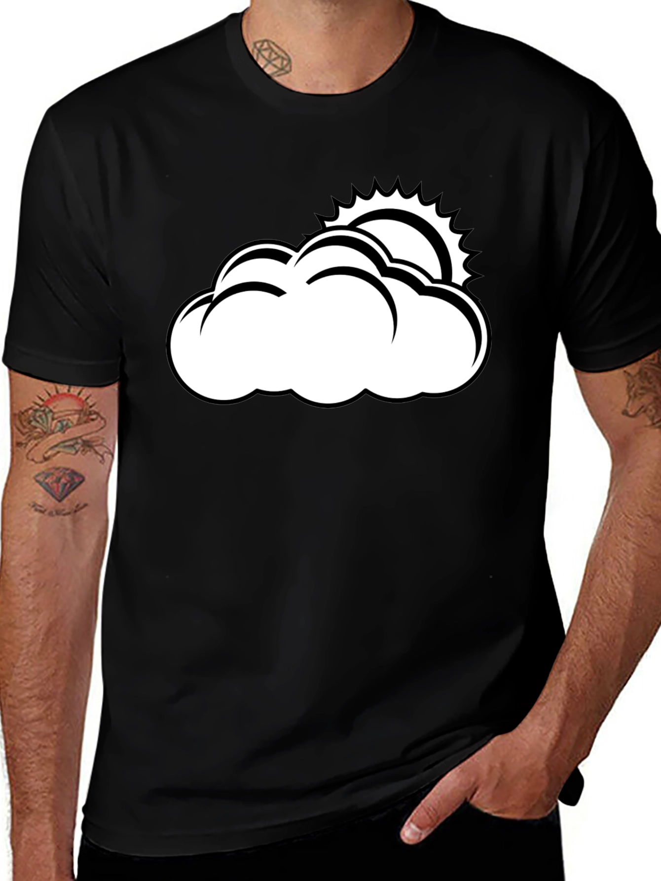 Variant 9 of Cloud & Sun Graphic Black Tee