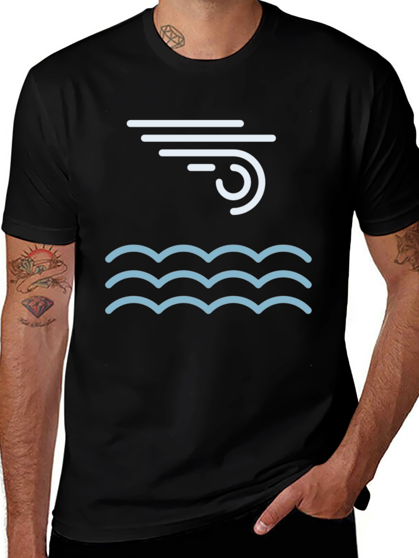 Variant 28 of Wind & Waves Graphic Tee - Cool Black T-Shirt