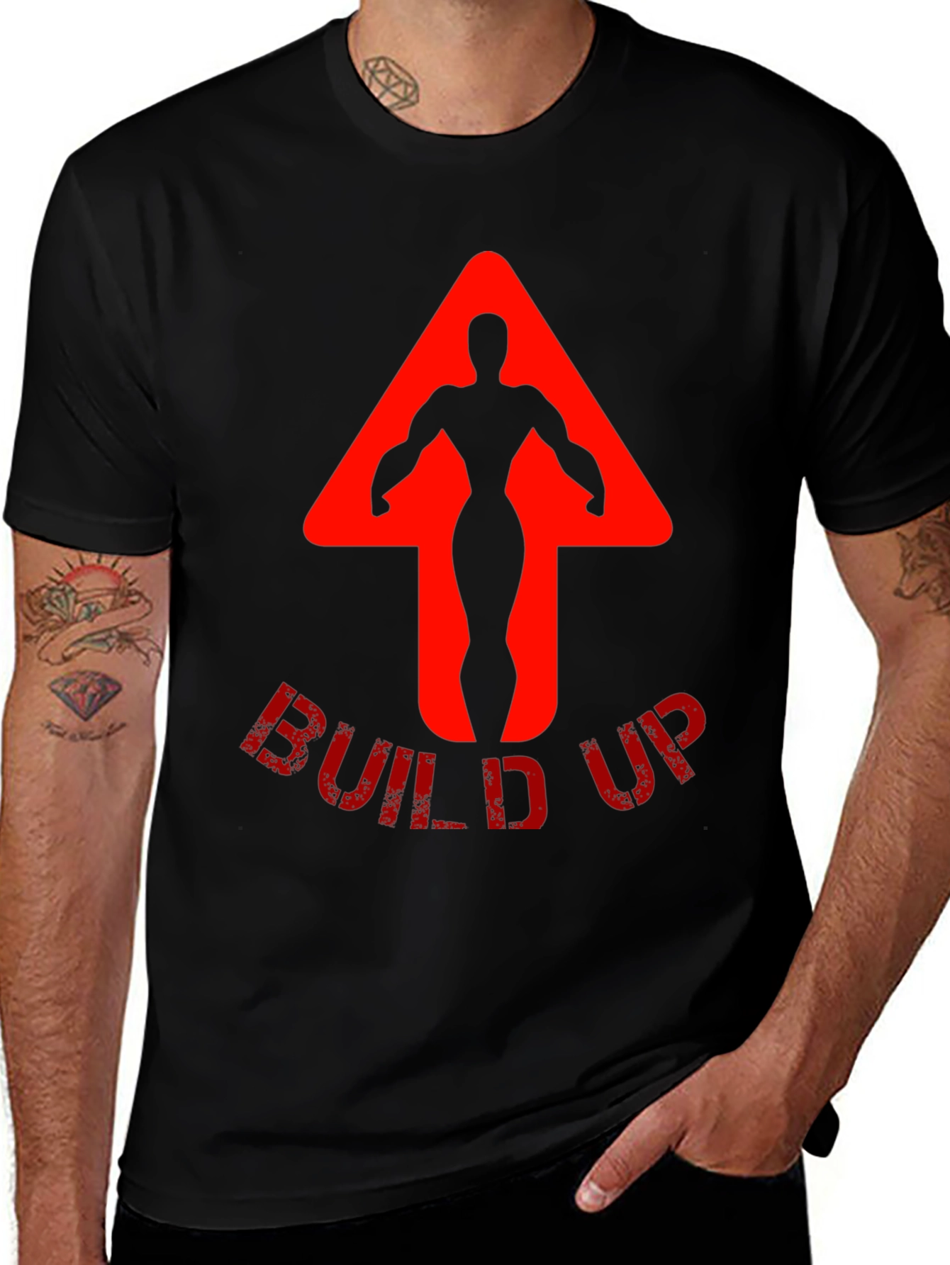 Build Up Graphic Tee - Black Cotton T-Shirt