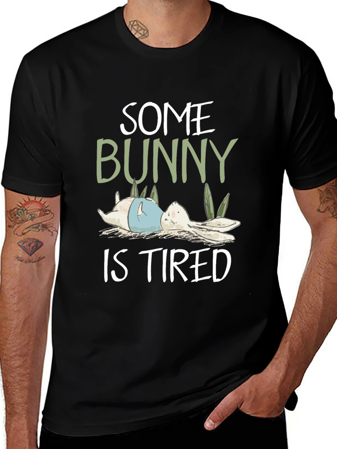 Variant 4 of Funny "Some Bunny is Tired" Graphic Tee
