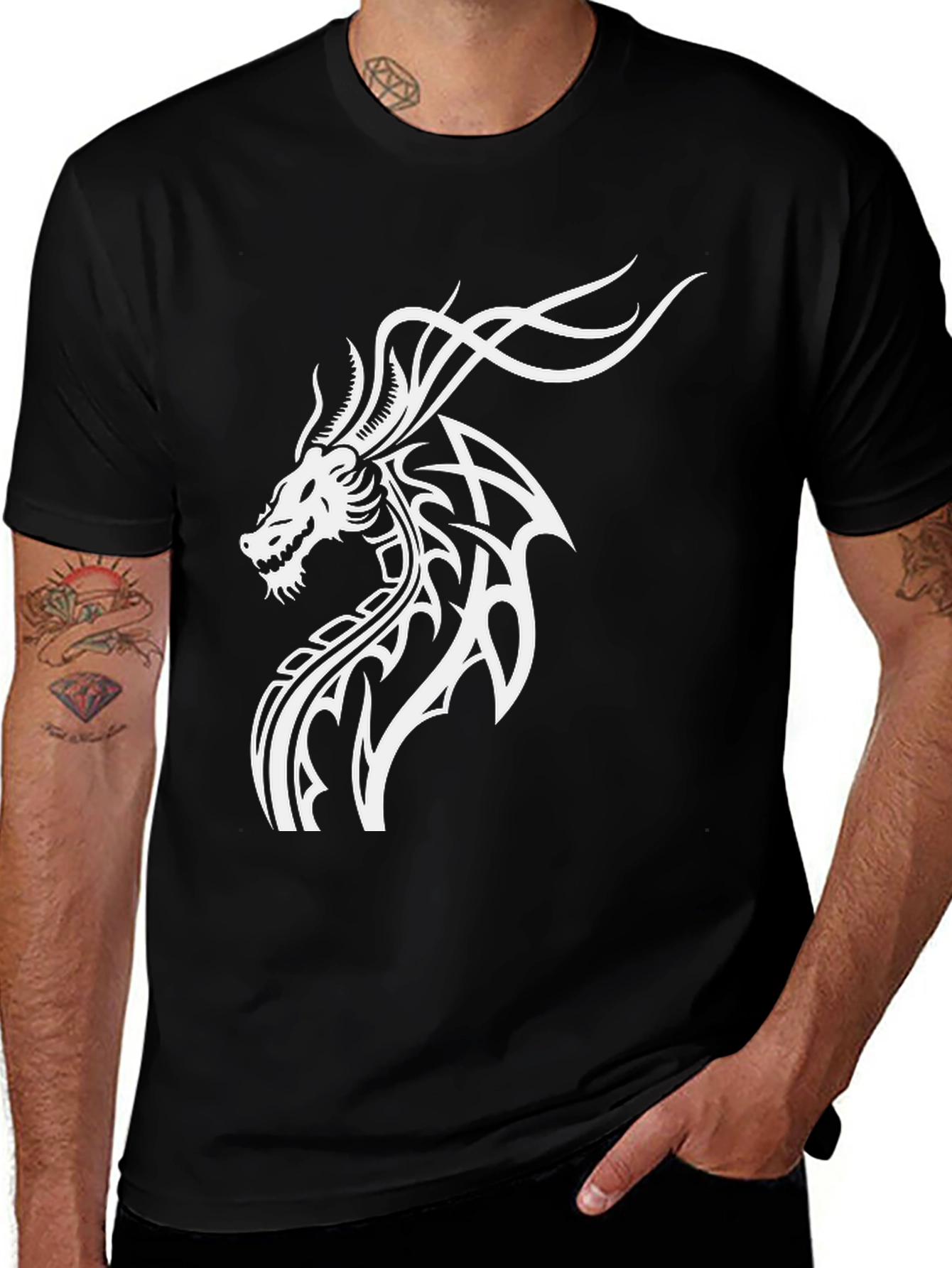 Variant 4 of Men's Black Dragon Graphic Tee
