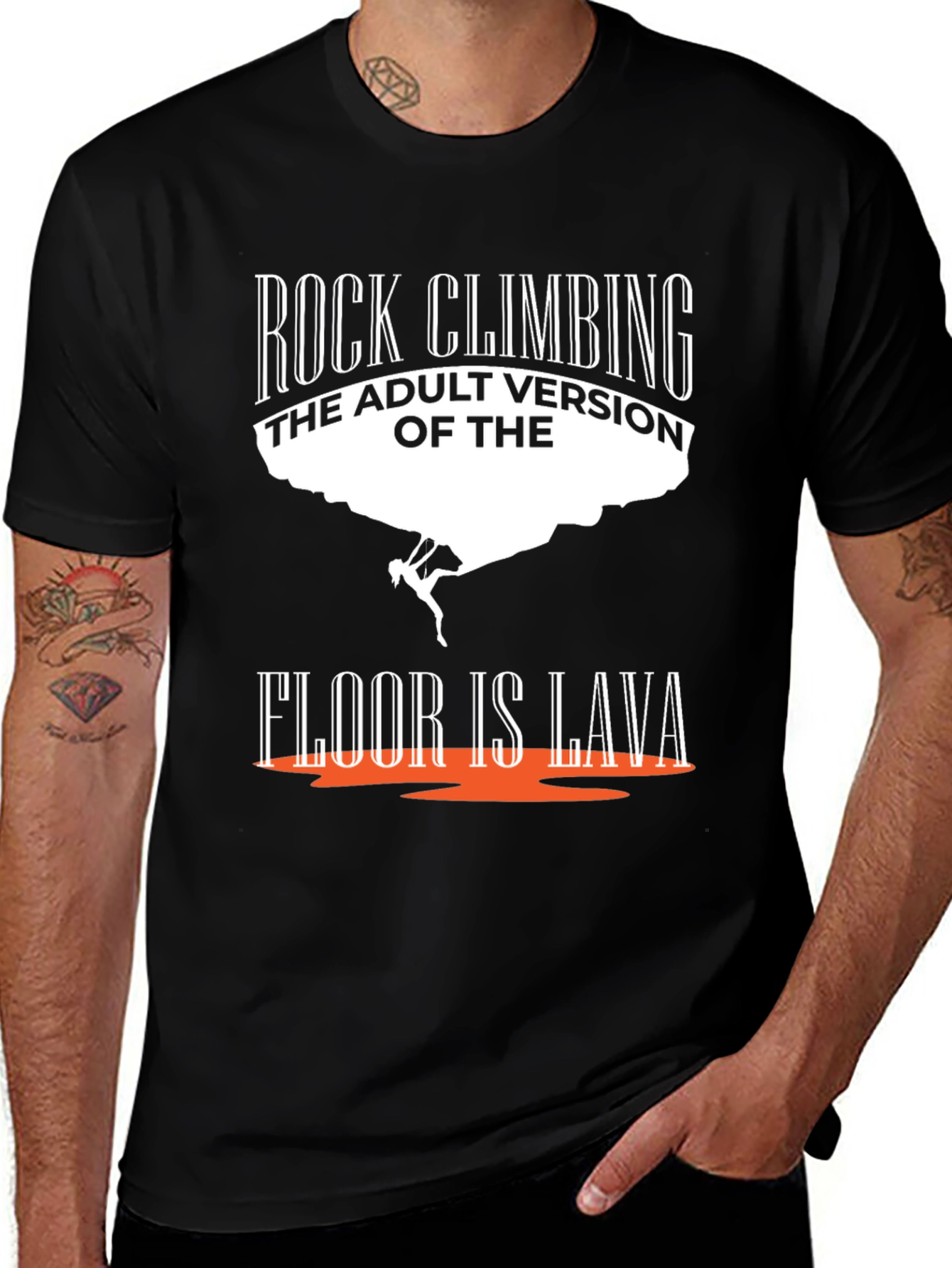 Variant 14 of Rock Climbing T-Shirt - The Floor is Lava Adult Version
