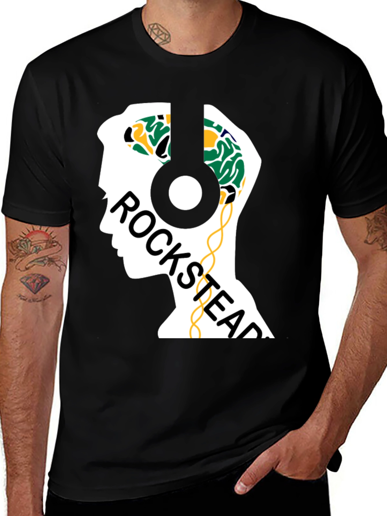 Rockstead T-Shirt - Brain Headphones Design