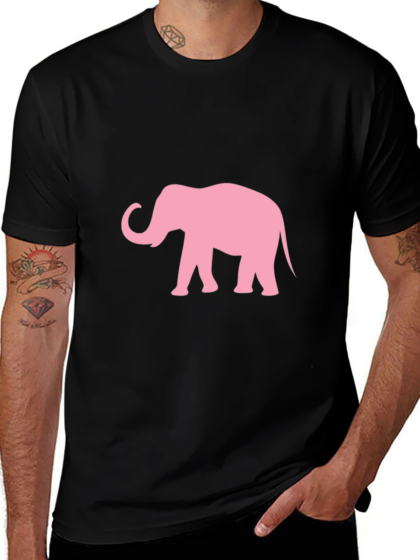 Variant 22 of Pink Elephant Graphic Black T-Shirt