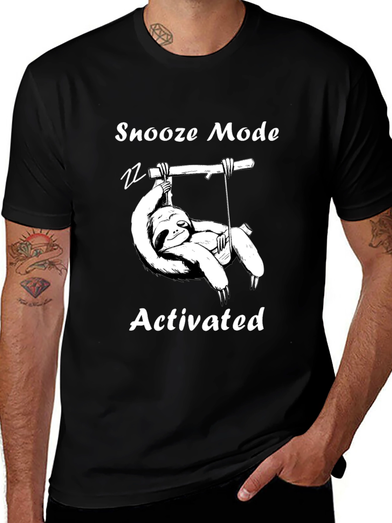Variant 28 of Snooze Mode Activated Sloth Graphic T-Shirt