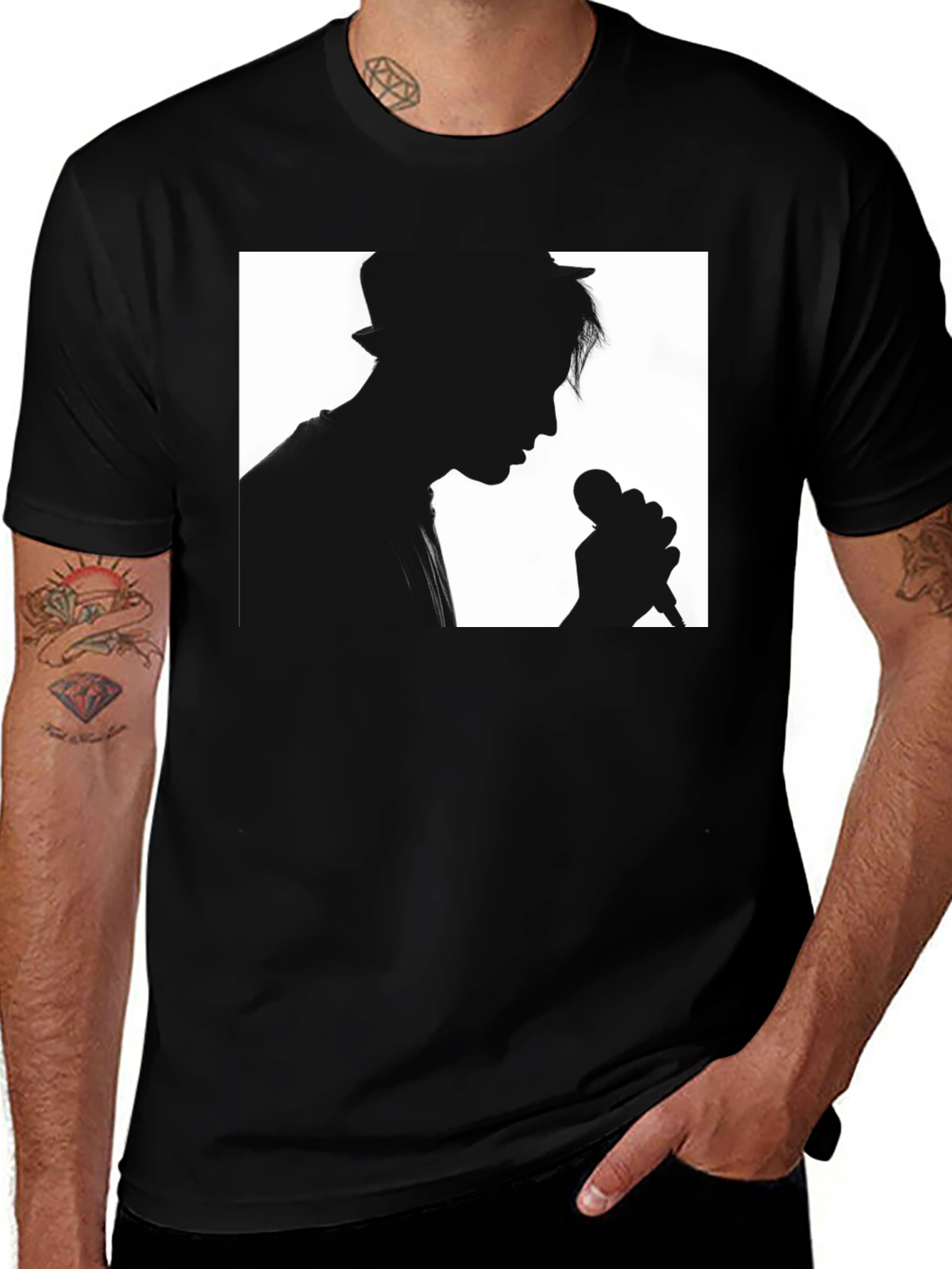 Variant 13 of Silhouette Singer Black T-Shirt