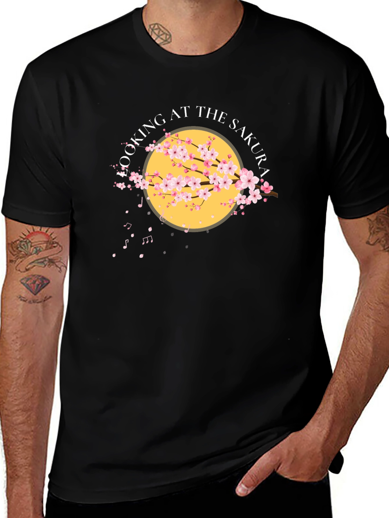Variant 3 of Sakura Cherry Blossom Graphic T-Shirt - Black