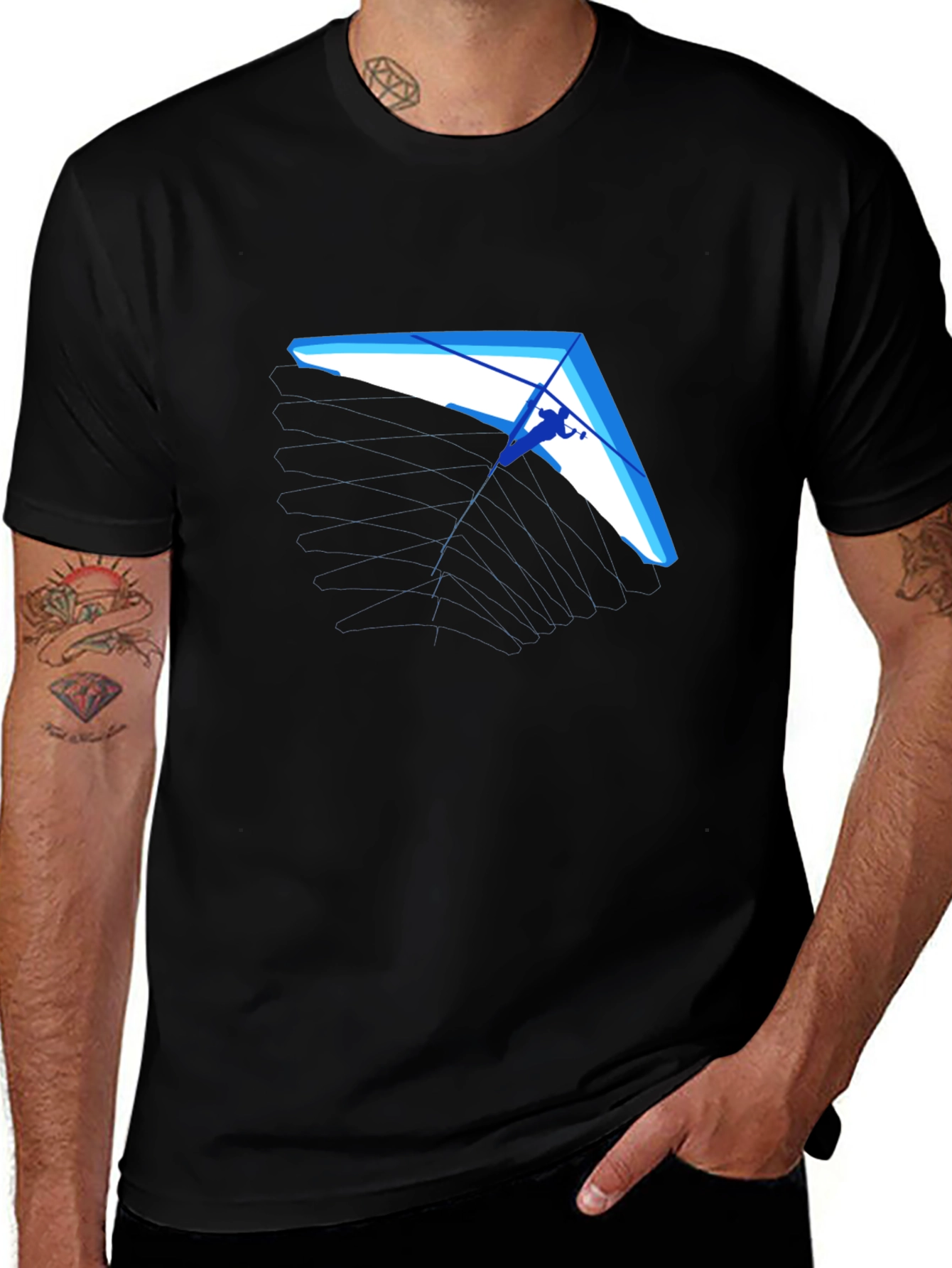 Variant 10 of Hang Gliding Graphic Tee - Black Cotton T-Shirt
