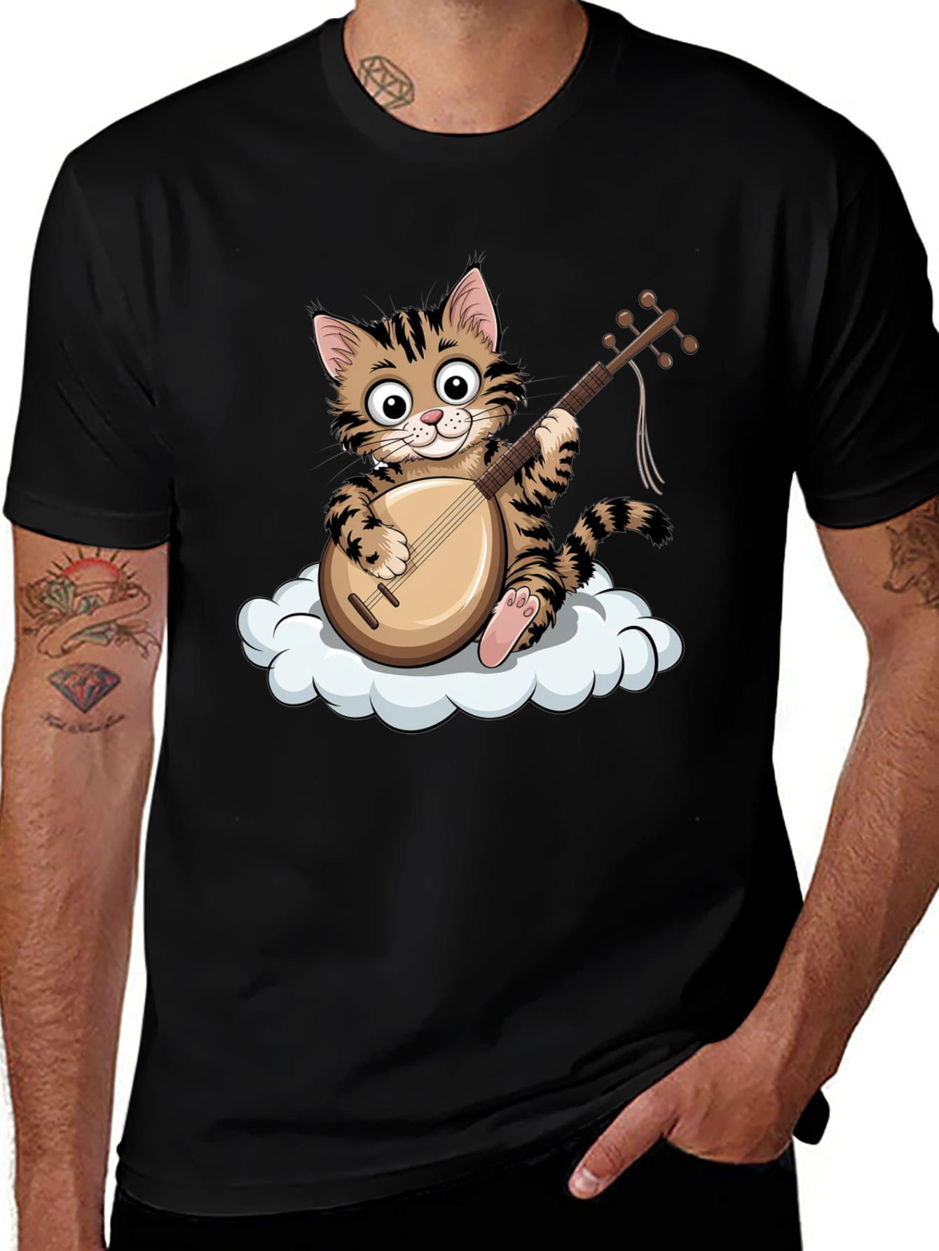 Variant 28 of Cute Cat Playing Mandolin T-Shirt