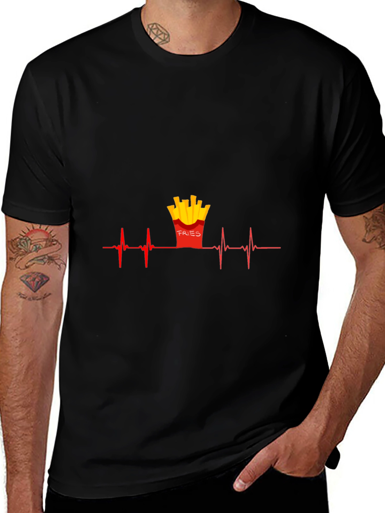 Variant 10 of Fries Heartbeat Graphic Tee - Unisex Casual Shirt