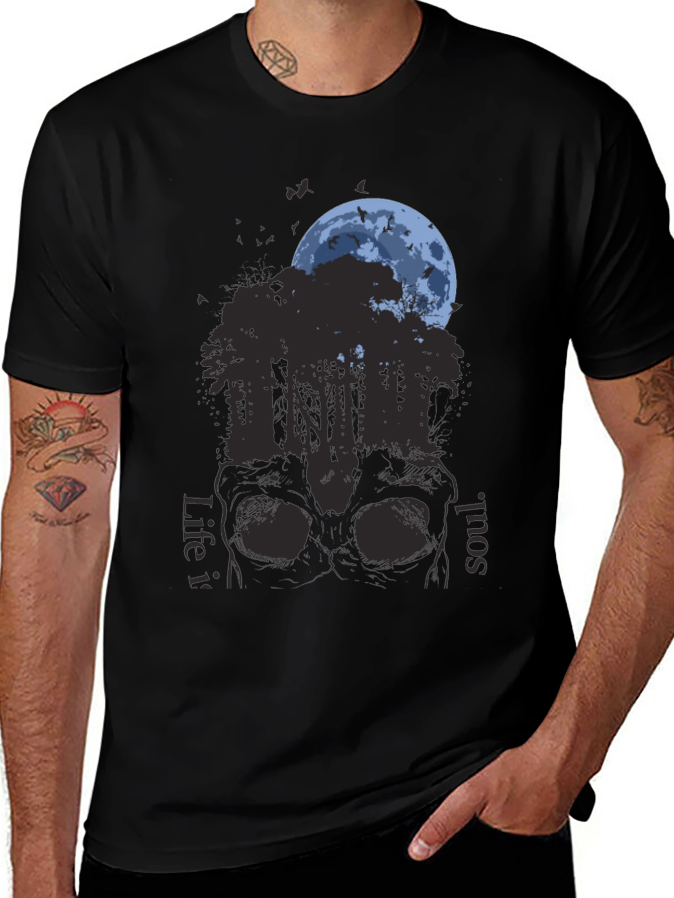 Variant 20 of Skull Forest Moon Graphic T-Shirt