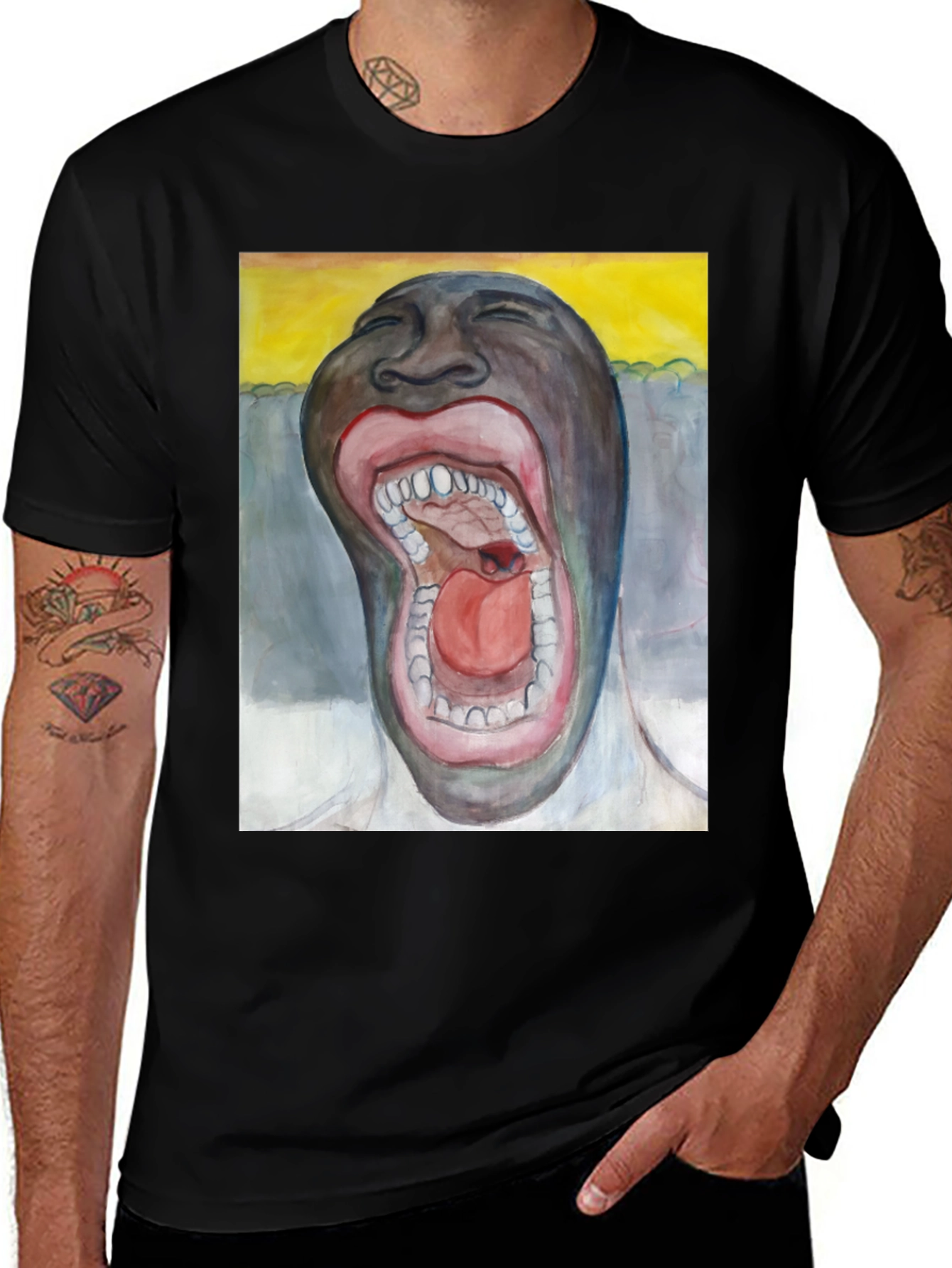 Variant 22 of Unique Graphic Tee - Screaming Face Art Shirt
