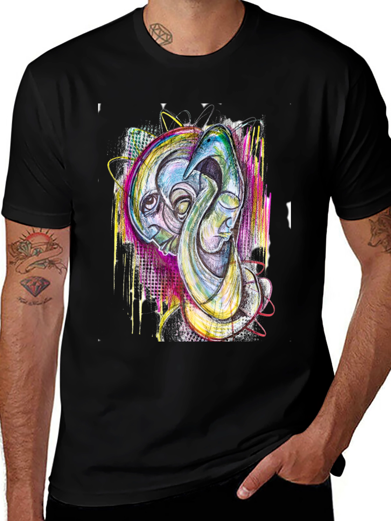 Black Abstract Art Print Black T-Shirt main image