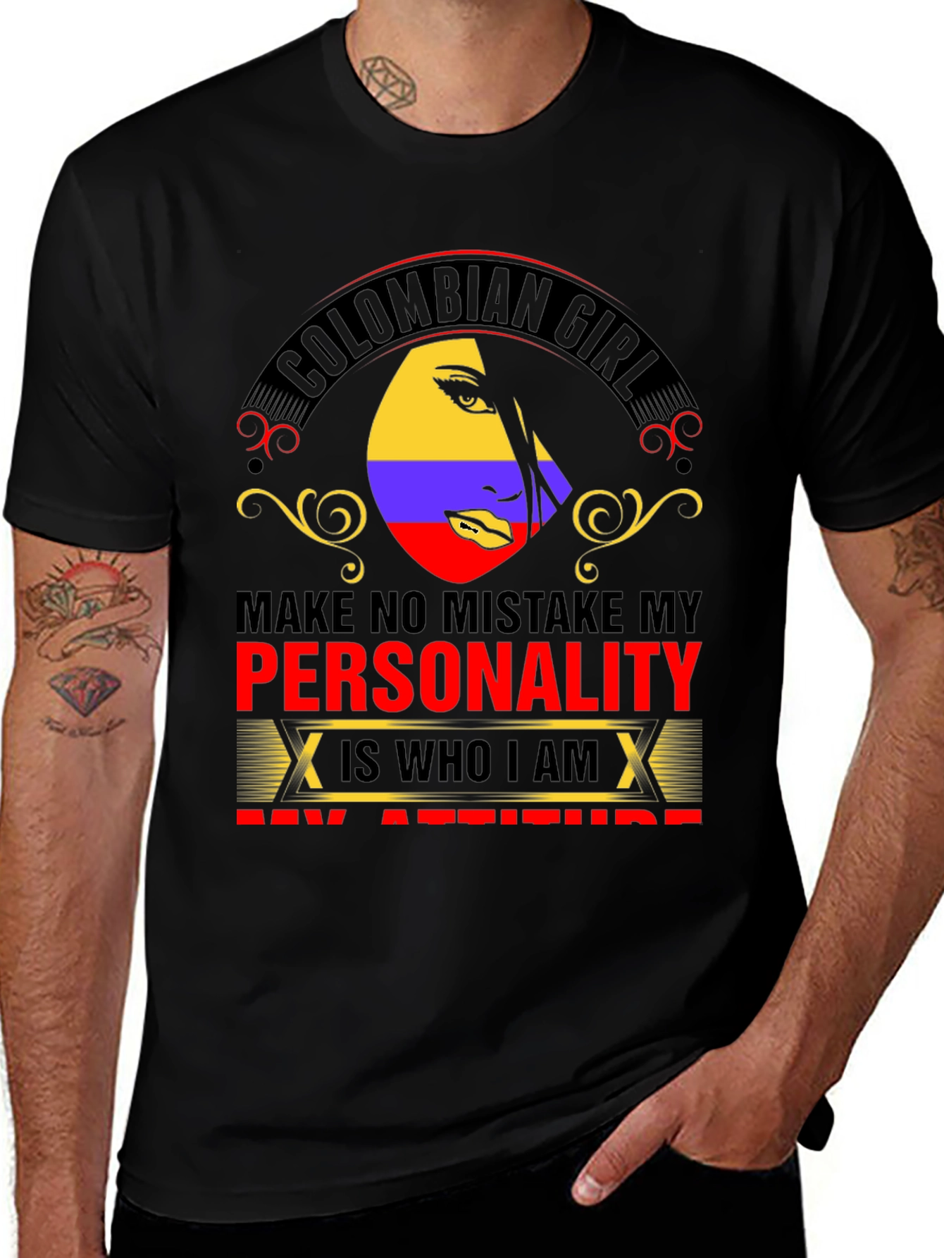 Colombian Girl Black T-Shirt - Personality is Who I Am