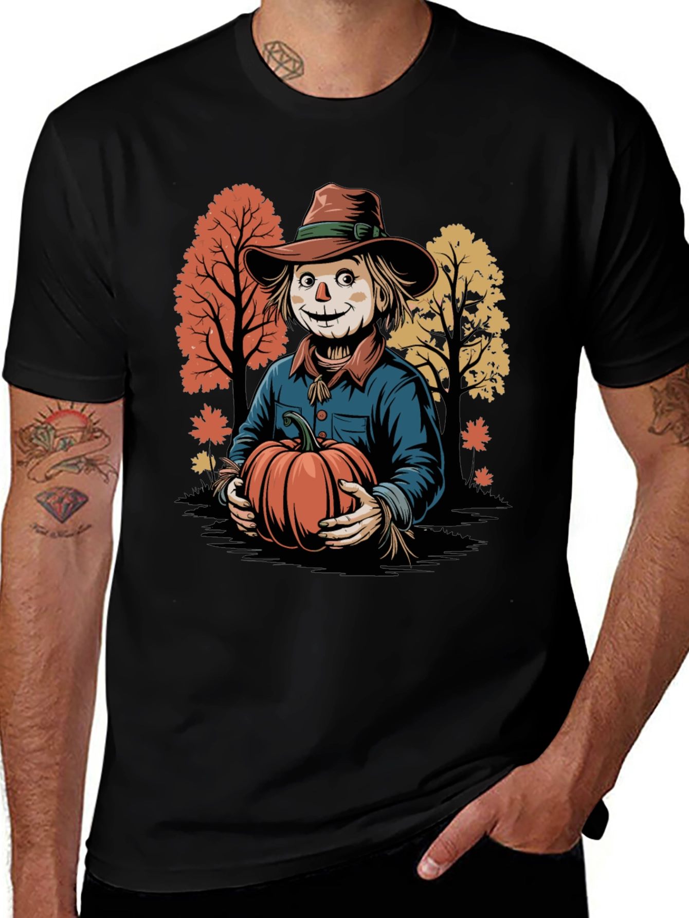 Variant 5 of Fall Scarecrow Graphic Tee - Halloween T-Shirt
