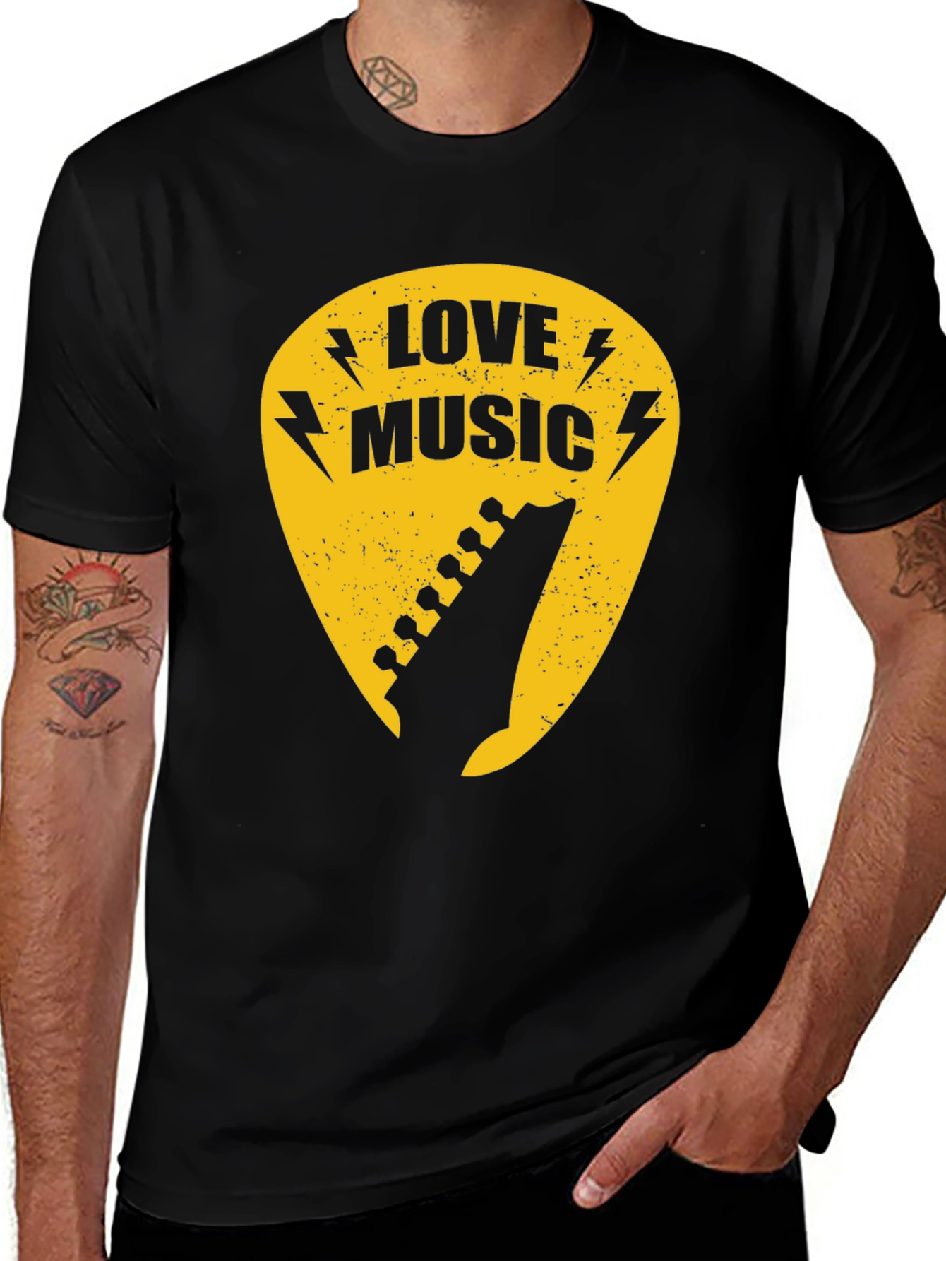 Variant 25 of Love Music Guitar Pick Graphic T-Shirt