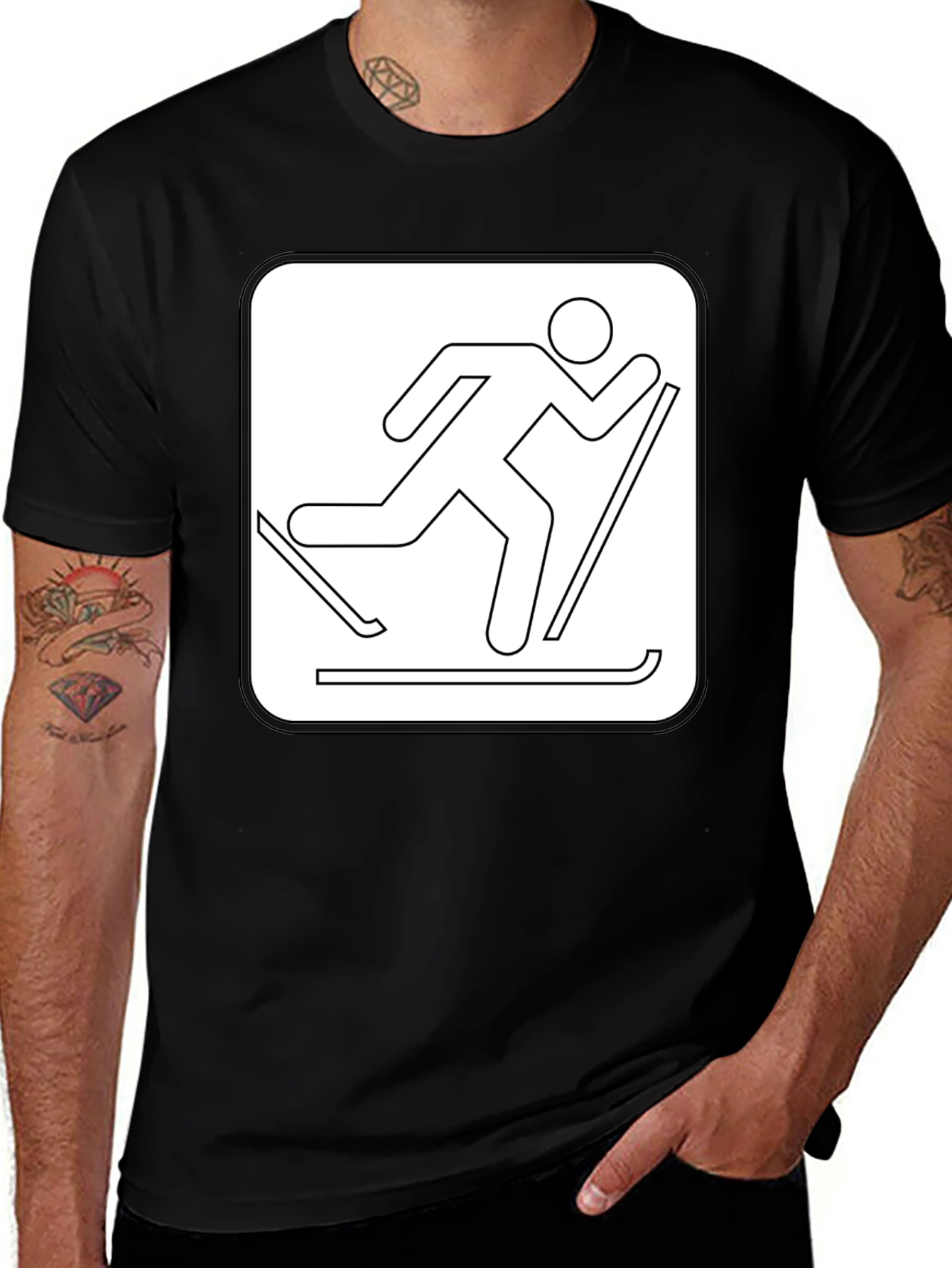 Variant 14 of Skiing Icon Black T-Shirt - Unisex Style