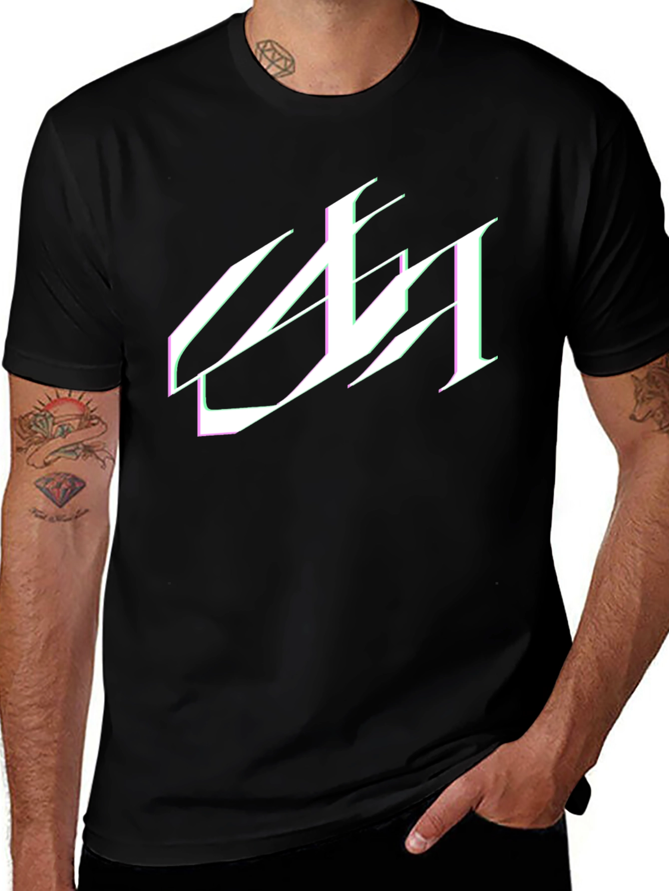 Black Modern Graphic Tee - Black main image