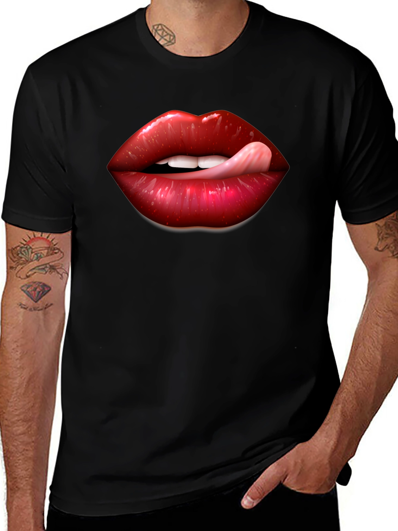 Variant 20 of Lip Graphic Black T-Shirt
