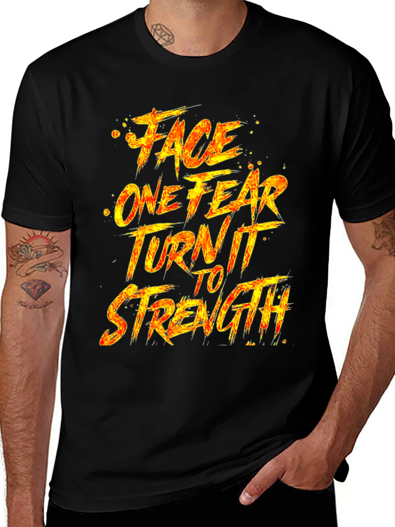 Variant 7 of Motivational Graphic Tee: Face Fear Turn It To Strength
