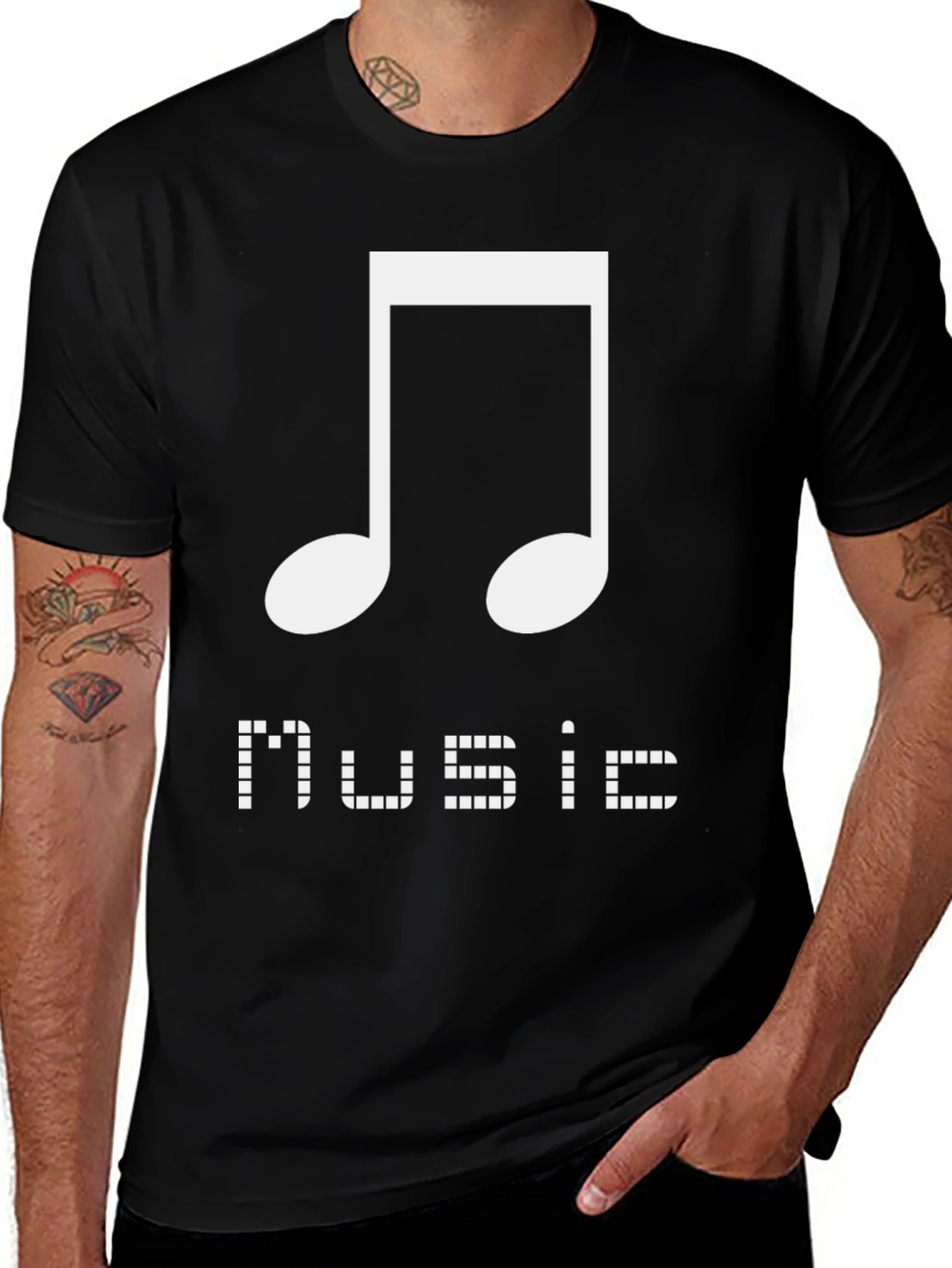 Variant 15 of Music Note Graphic Tee - Stylish Black Cotton T-Shirt