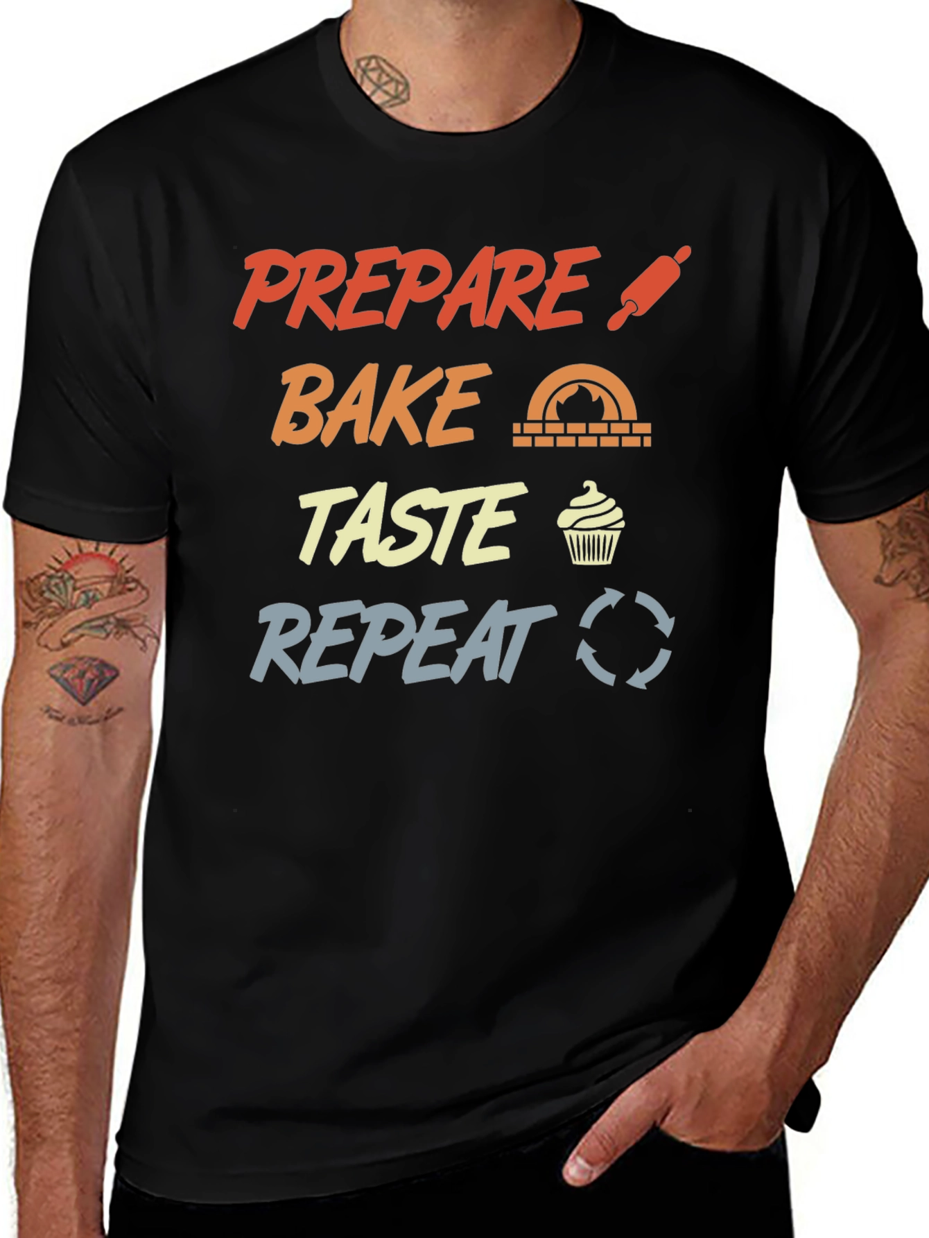 Variant 22 of Prepare Bake Taste Repeat Graphic T-Shirt