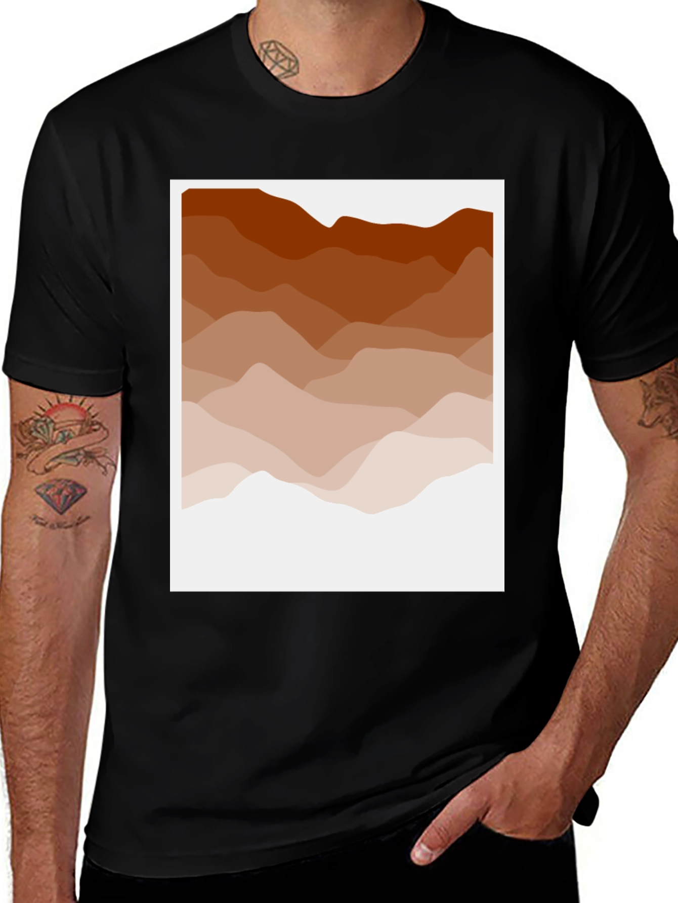 Variant 6 of Brown Mountain Range Graphic Tee - Stylish Comfort