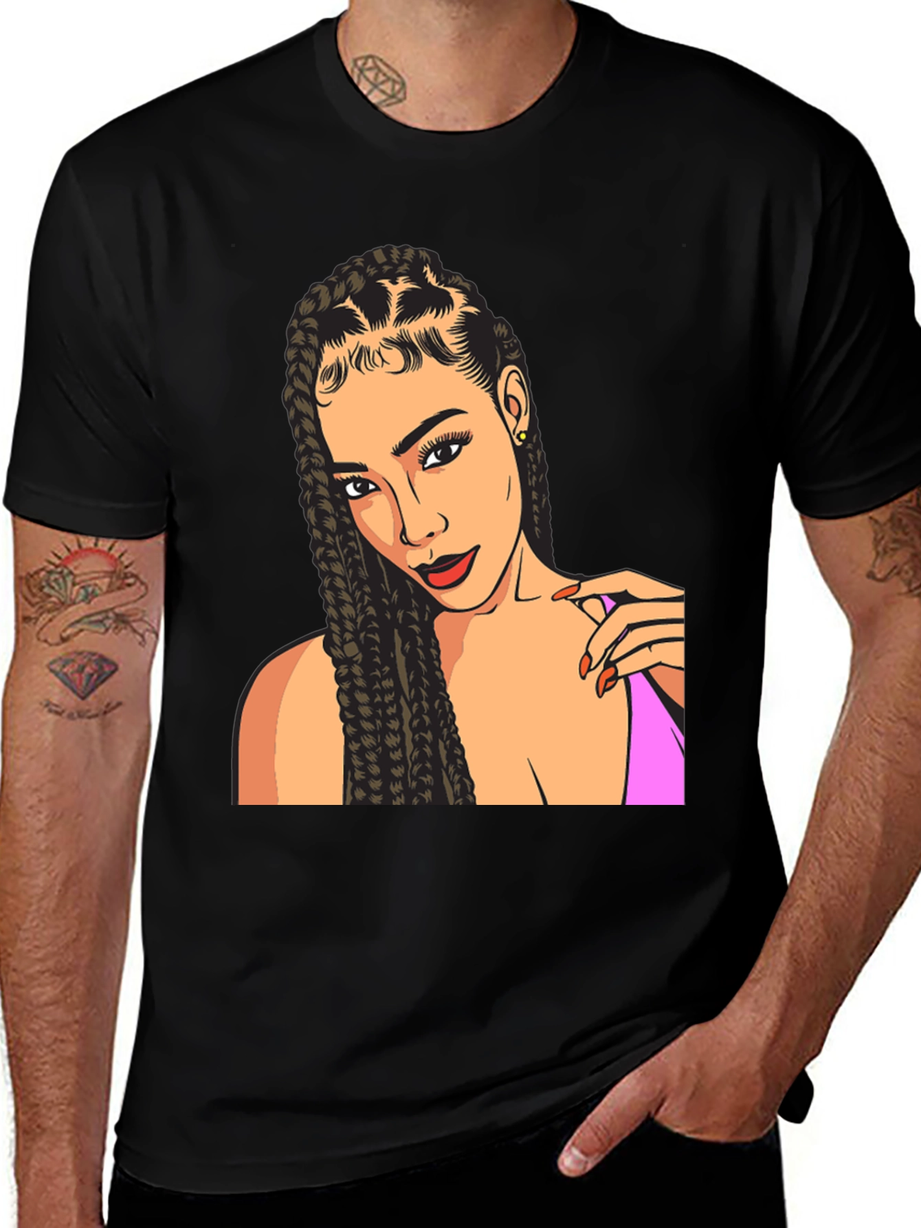 Variant 7 of Woman Portrait Graphic Tee - Stylish Black T-Shirt