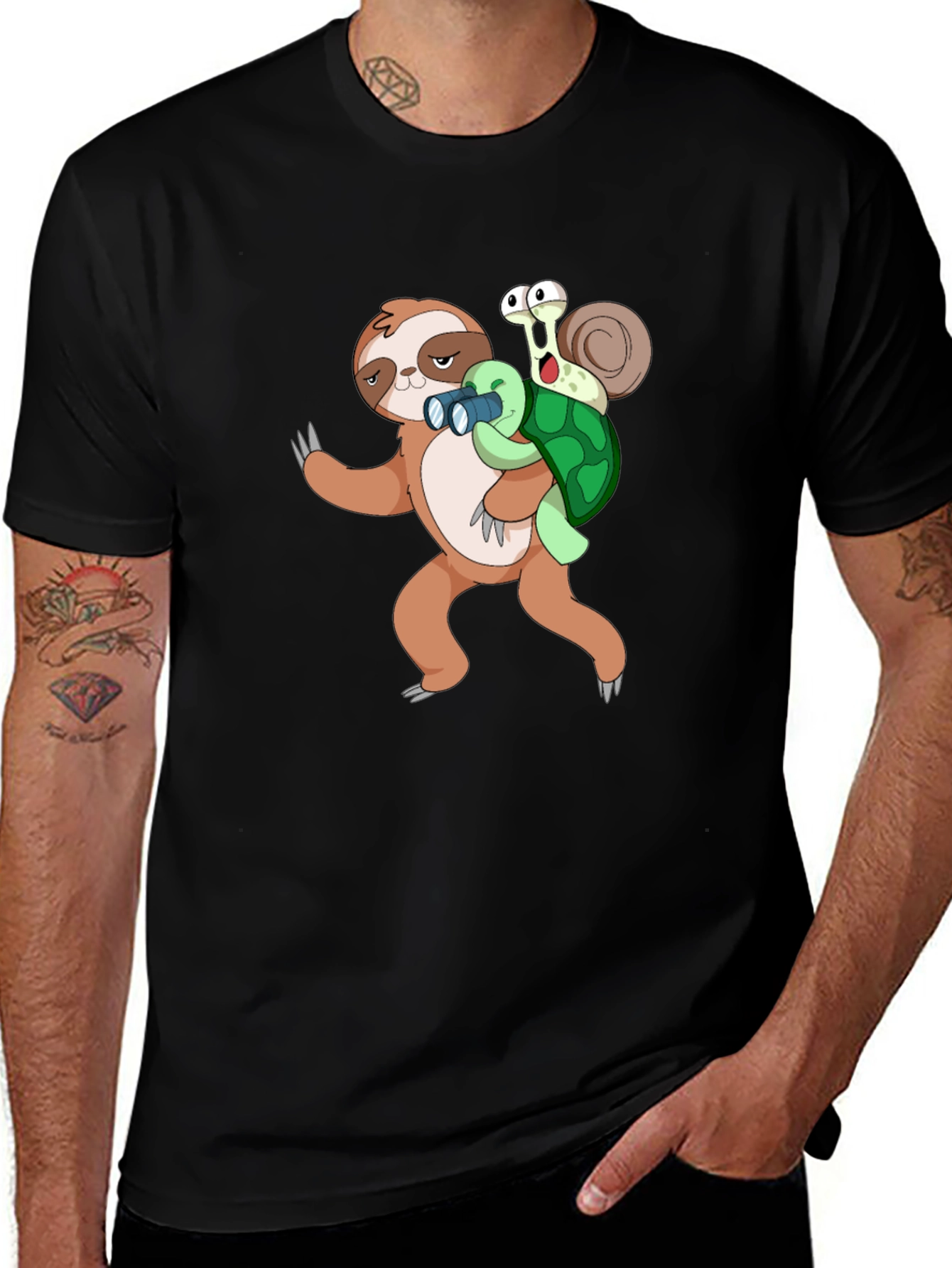 Variant 3 of Funny Sloth, Snail, & Turtle Graphic T-Shirt
