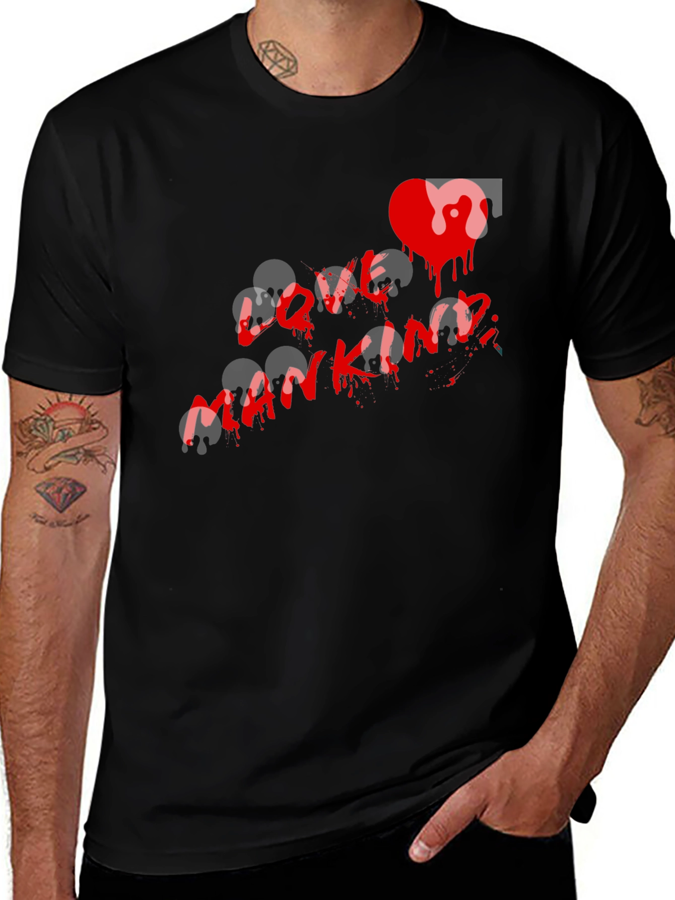 Variant 26 of Love Mankind Graphic Tee - Stylish Black T-Shirt