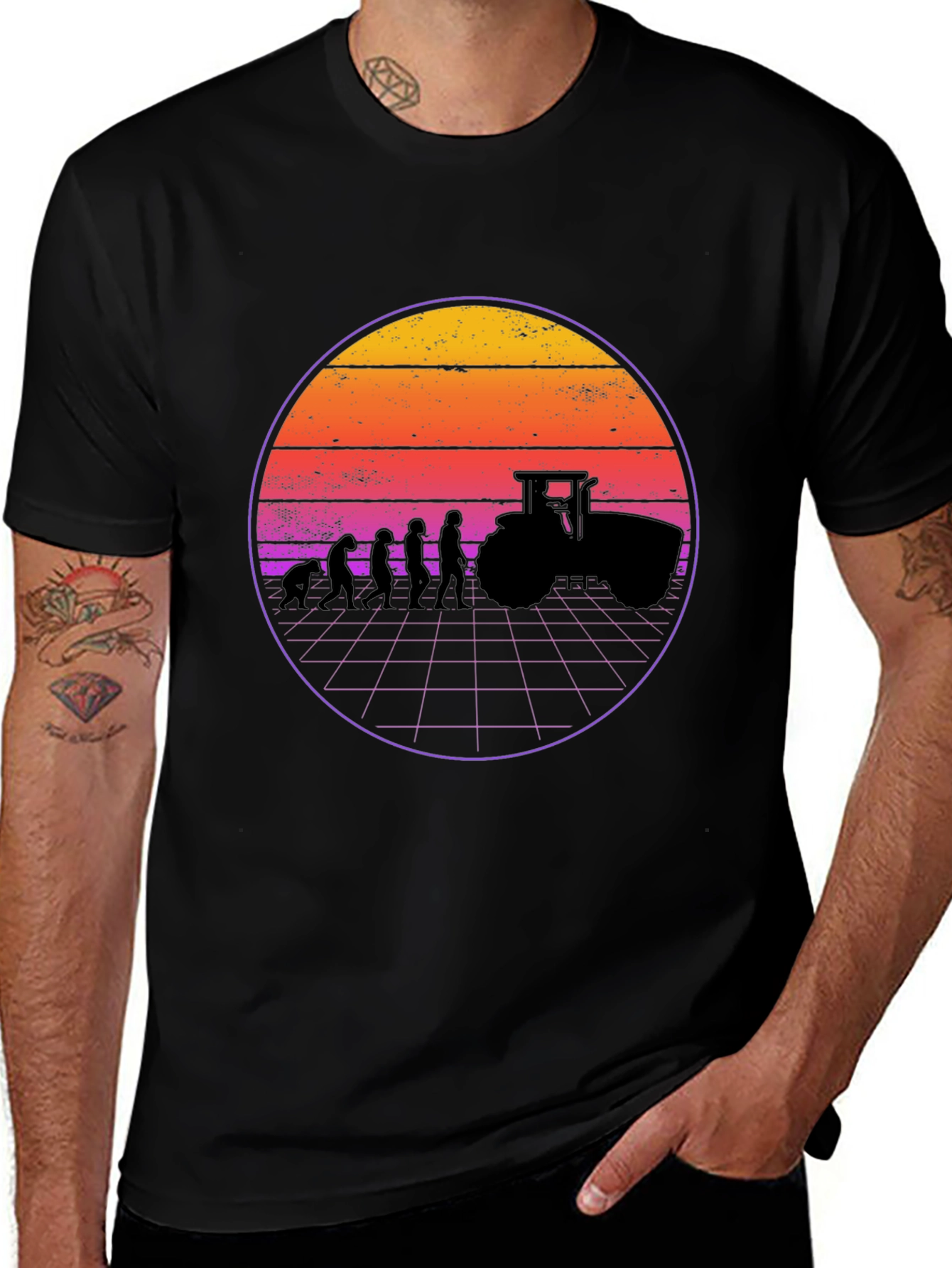 Evolution of Farming Retro T-Shirt