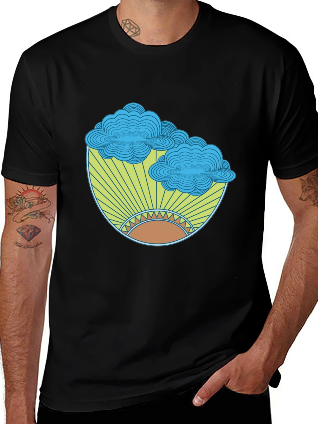 Variant 22 of Sun & Clouds Graphic Tee - Comfort Fit Black T-Shirt