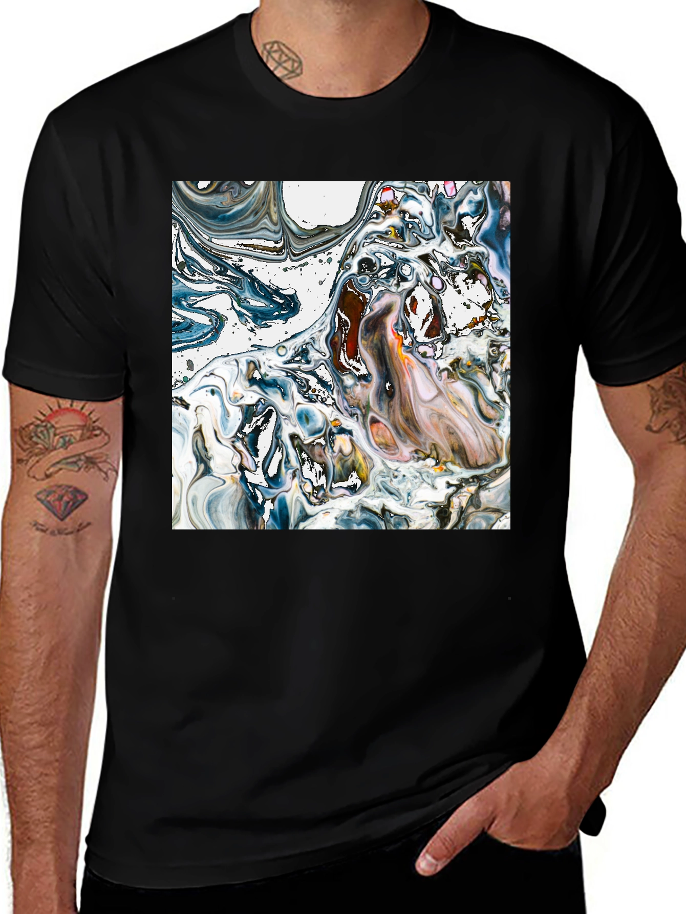 Variant 11 of Abstract Art Tee - Unique Swirl Design Black T-Shirt