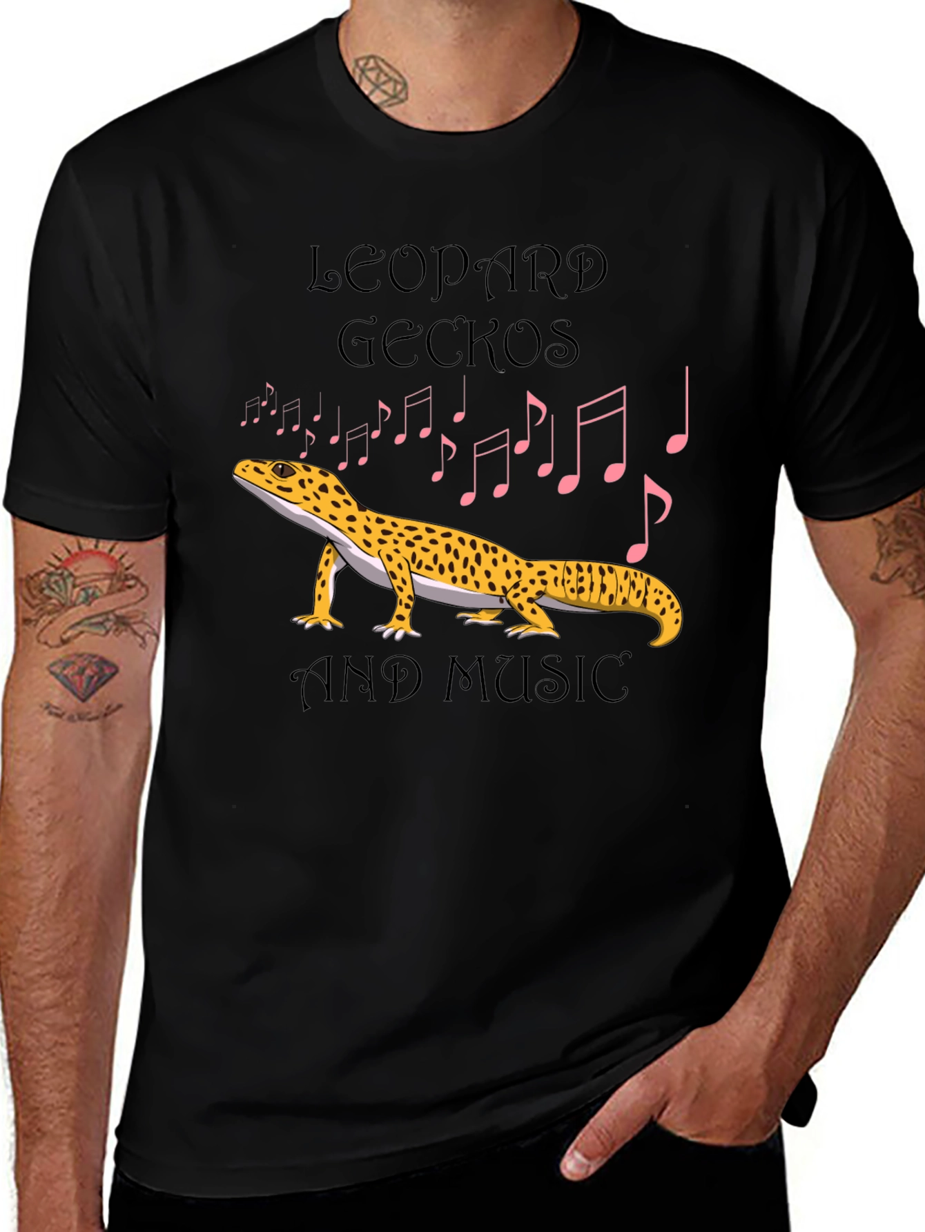 Variant 13 of Leopard Gecko and Music Graphic T-Shirt