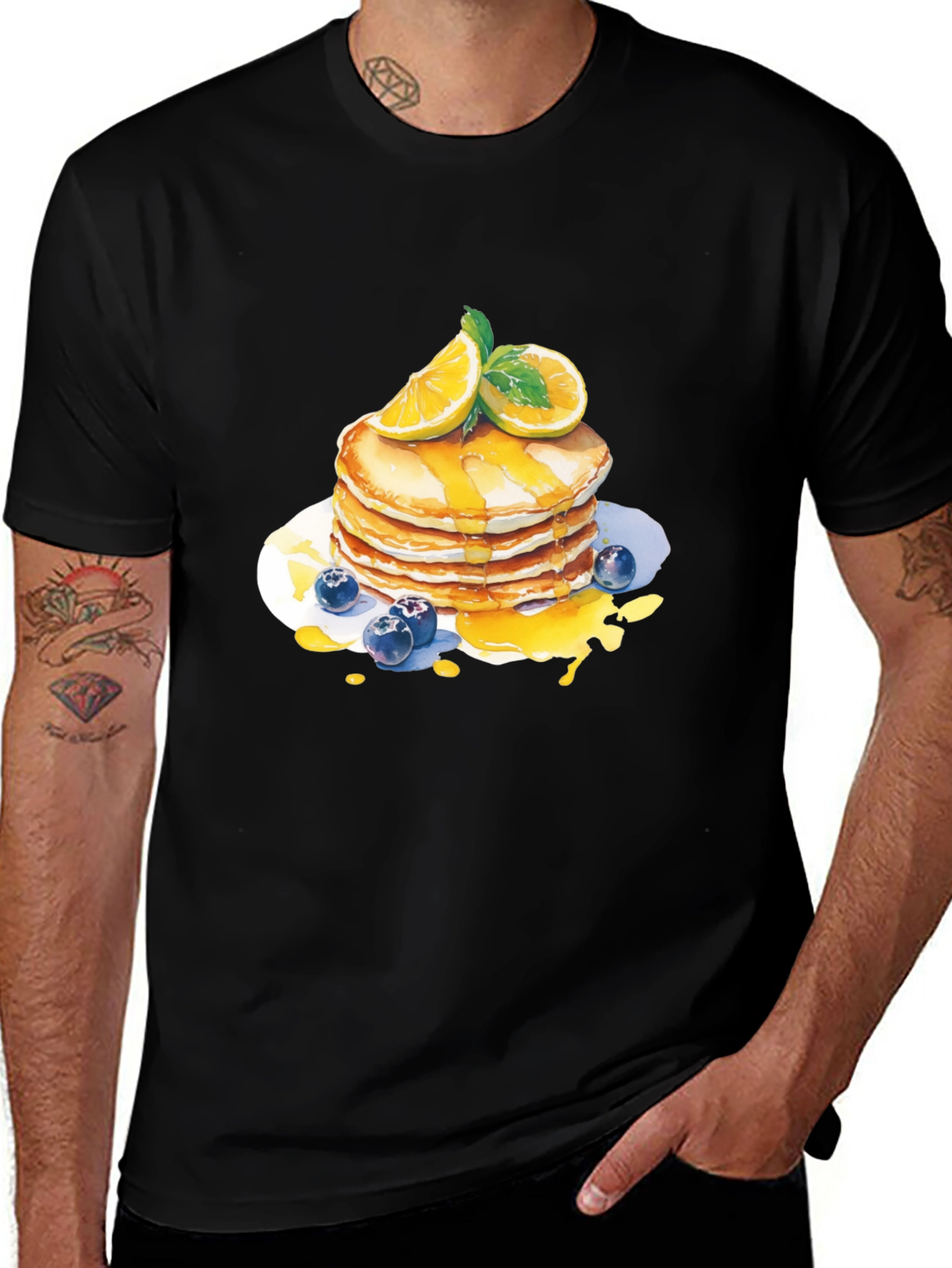 Variant 26 of Pancake Stack Graphic Tee - Sweet Breakfast Shirt