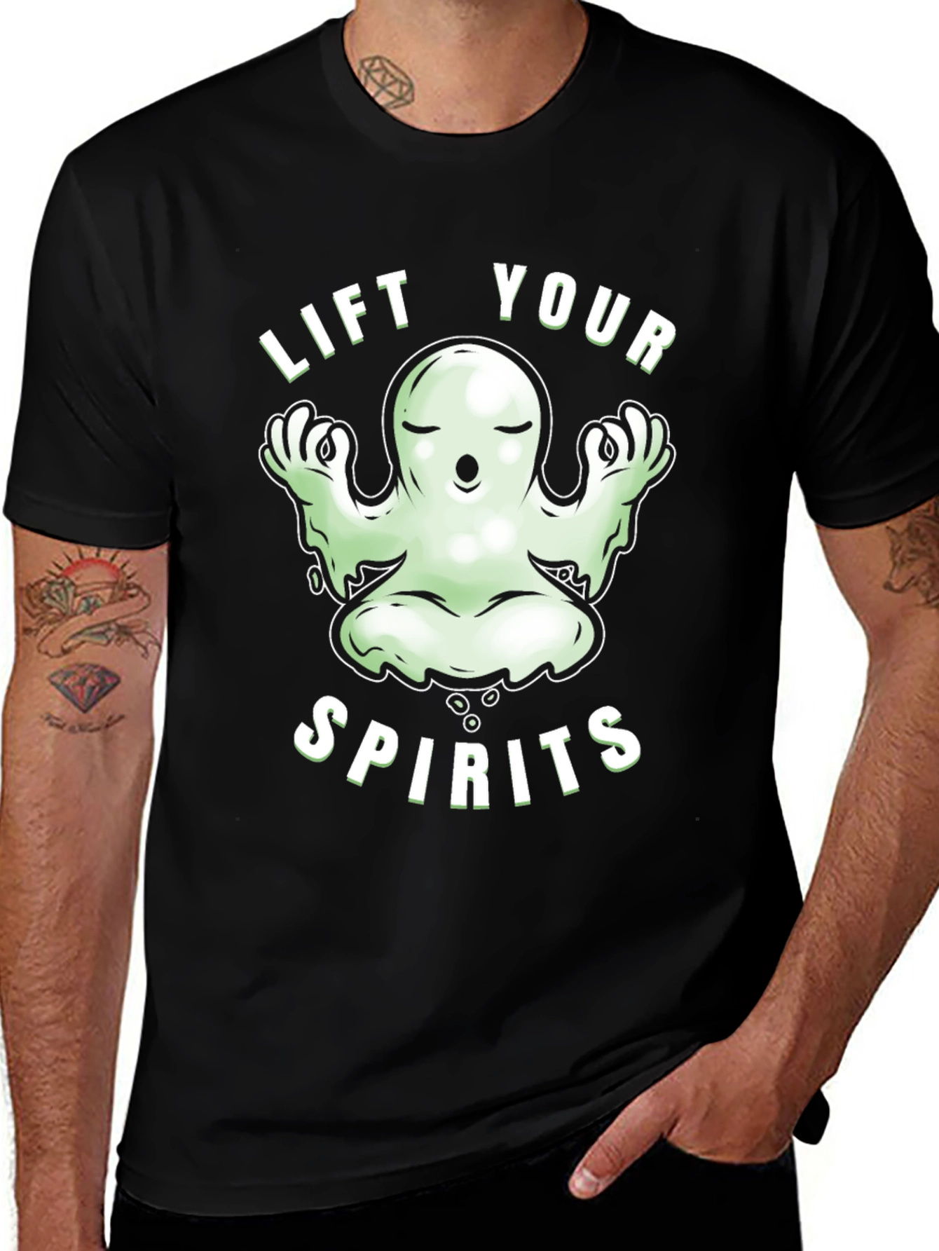 Variant 18 of Lift Your Spirits Ghost Graphic Tee - Black
