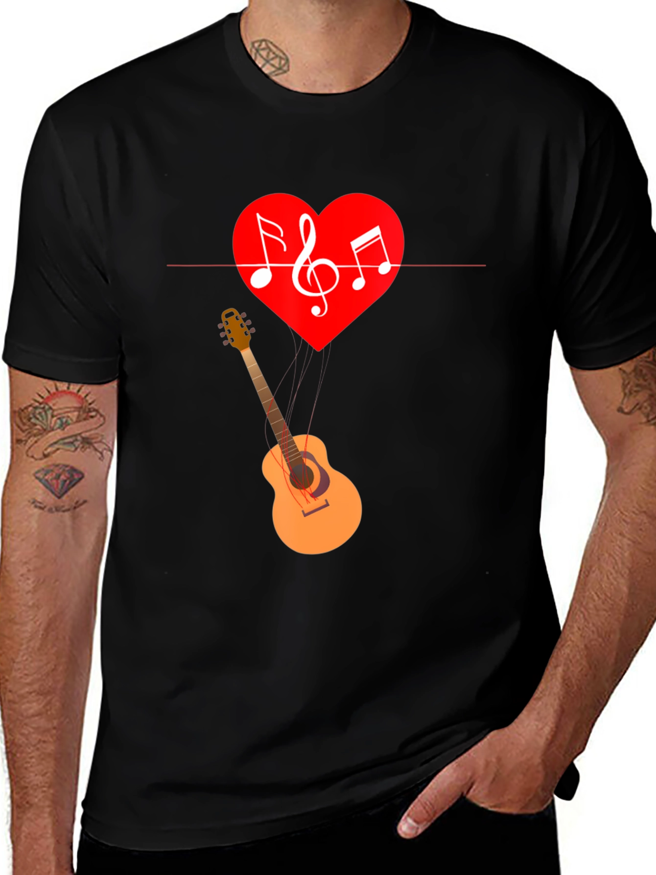 Variant 23 of Music Heart Guitar Graphic T-Shirt