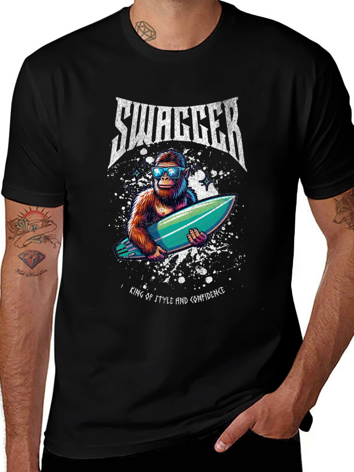 Variant 24 of Swagger Ape Surfboard Graphic Tee - King of Style